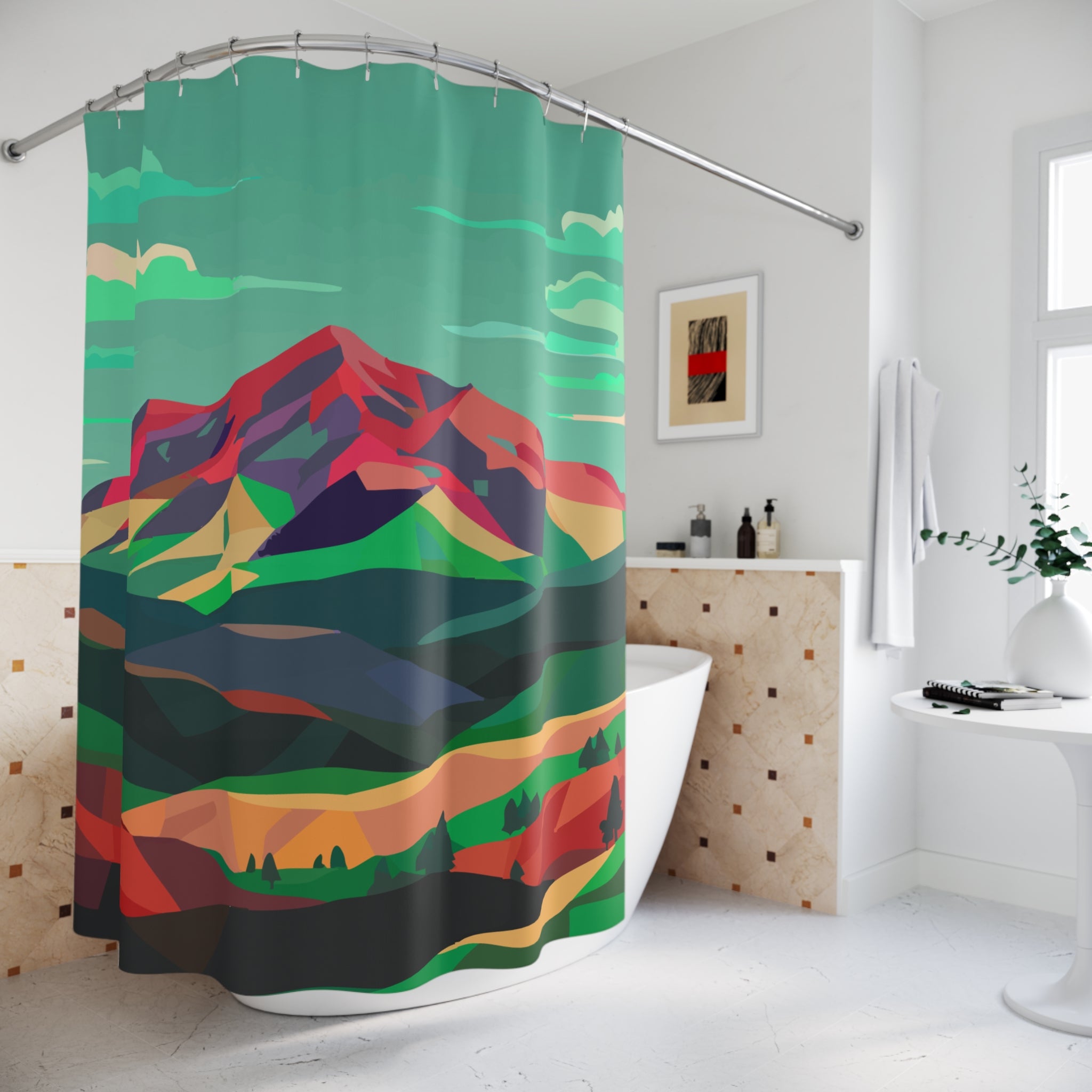 Colorados Home Greenish Mountain Love Shower Curtain