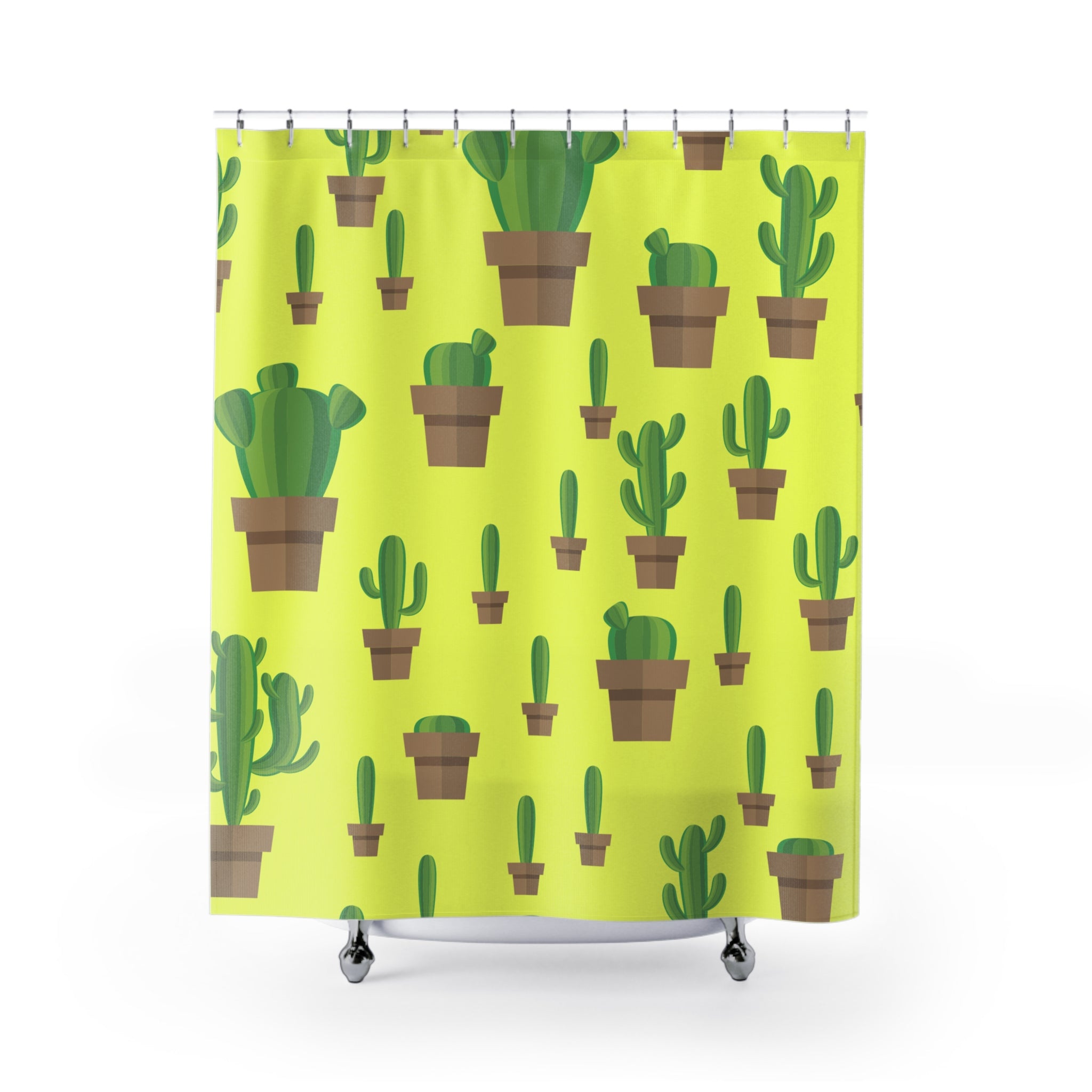 Cactusish Bright Yellow Shower Curtain