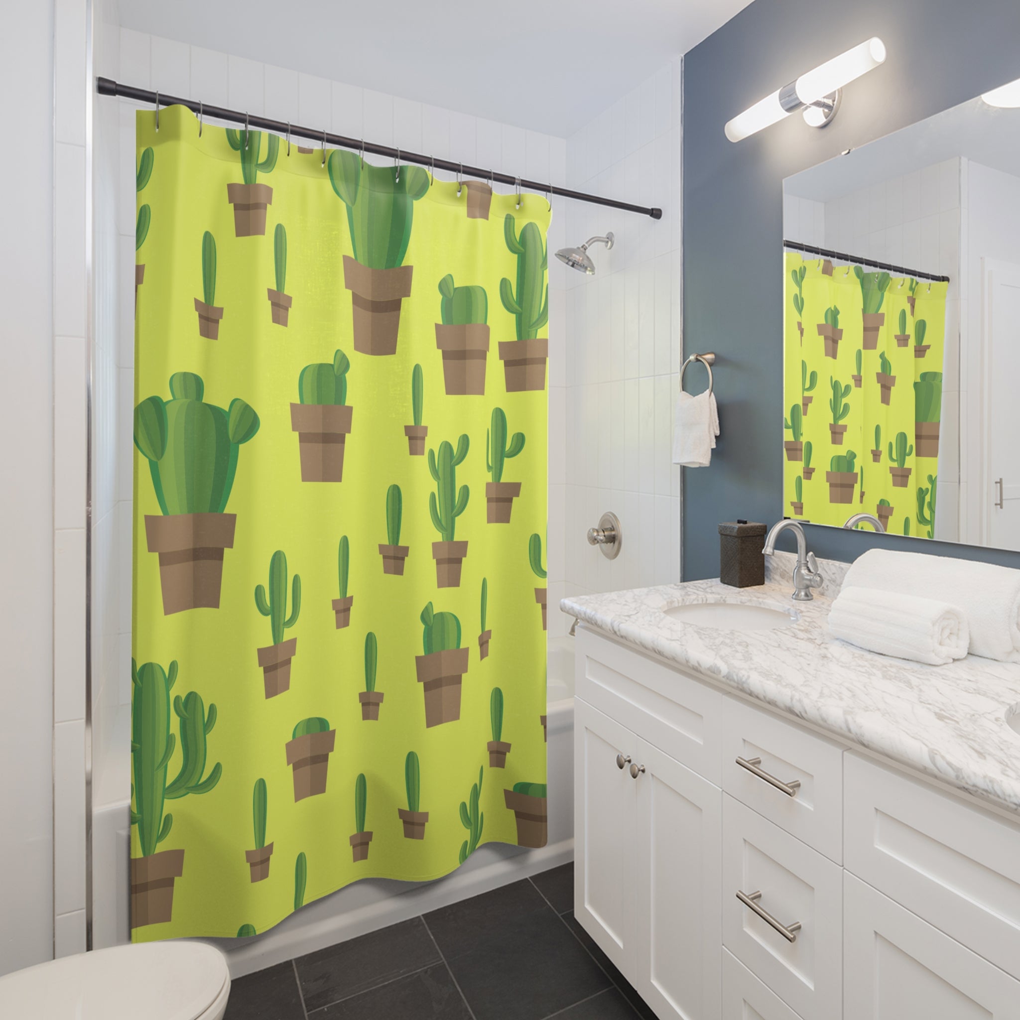 Cactusish Bright Yellow Shower Curtain
