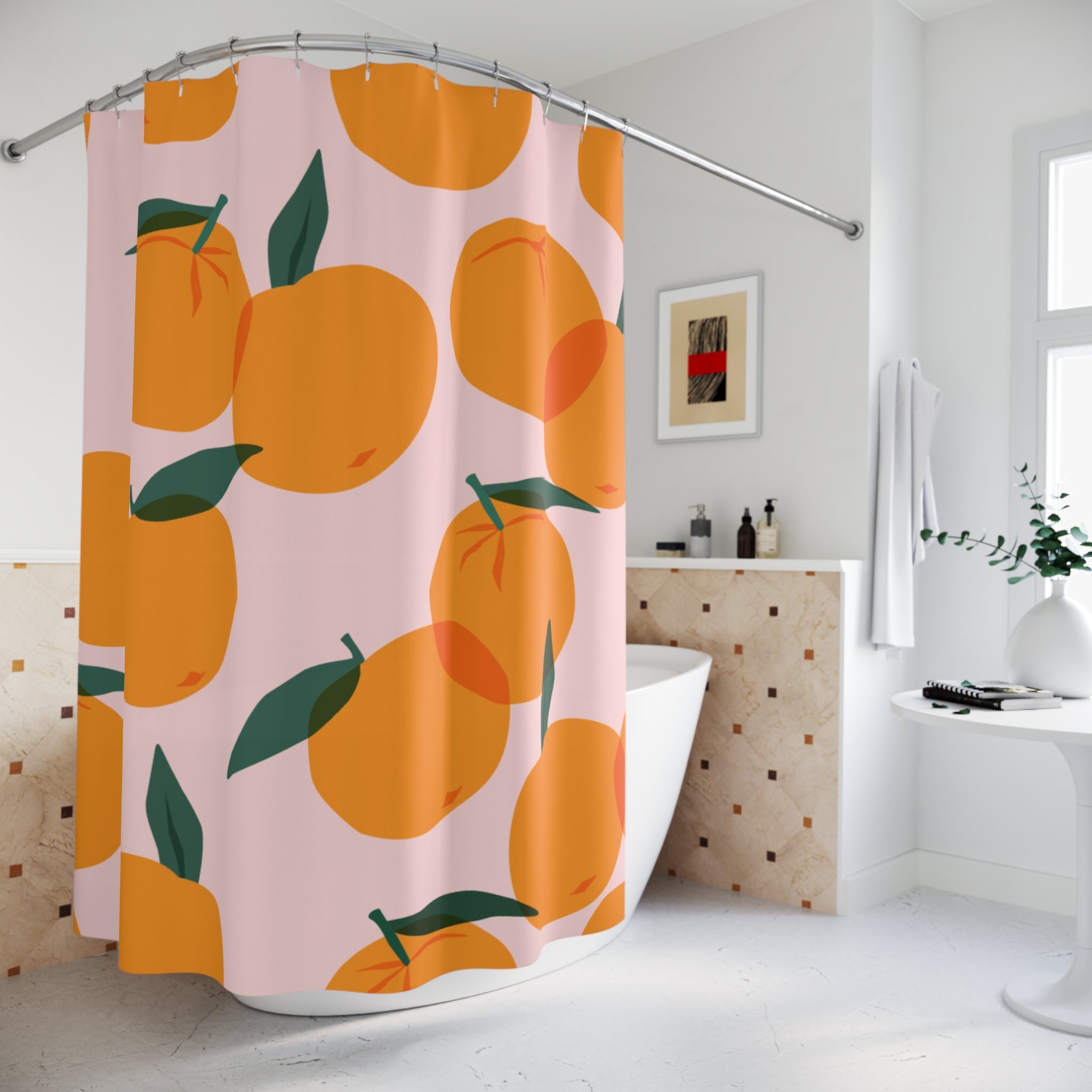 Pink Day Mandarin Shower Curtain