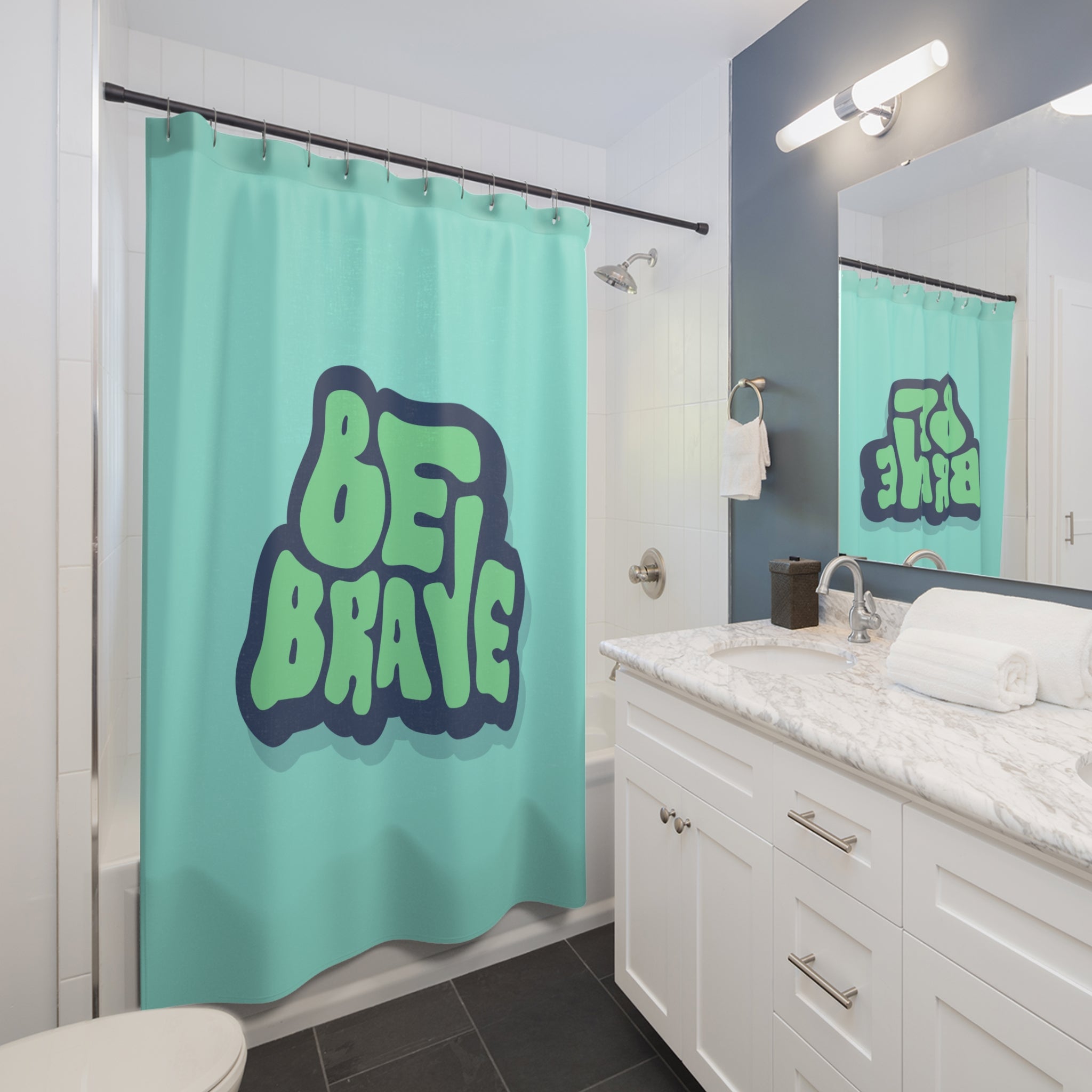Be Brave Shower Curtain, Motivational Home Decor, Bathroom Accessories, Colorful Wall Art, Gift for Her