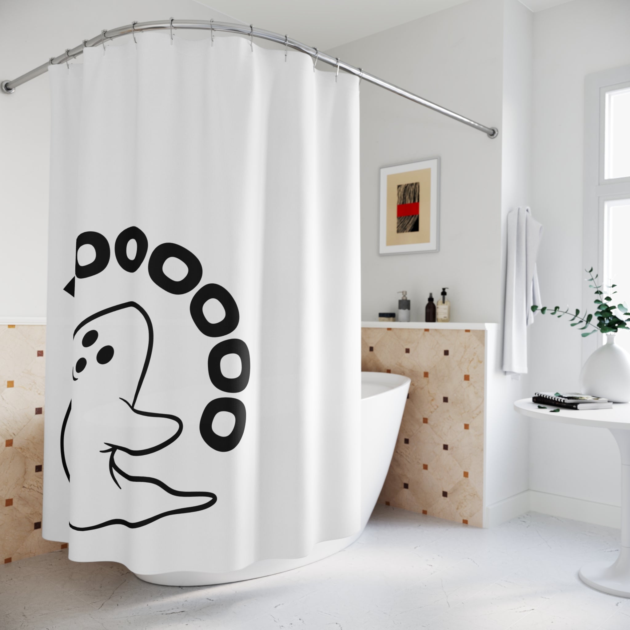 Whimsical Ghost Shower Curtain - Fun Bathroom Decor for Halloween, Boo-Themed Gift, Quirky Home Accessory, Unique Party Decor