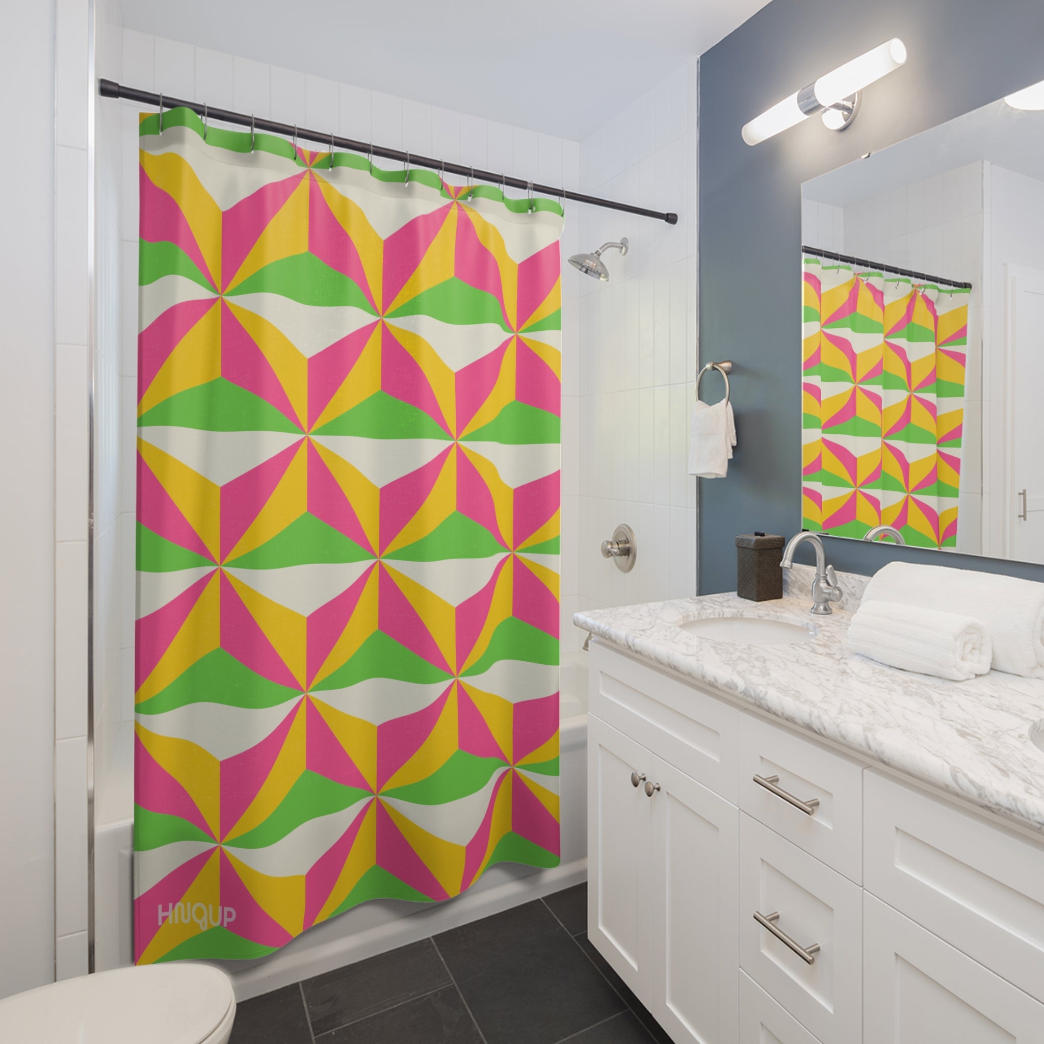 Vibrant Geometric Shower Curtain, Modern Bathroom Decor, Colorful Home Style, Boho Chic, Gift for Housewarming, Fun and Stylish