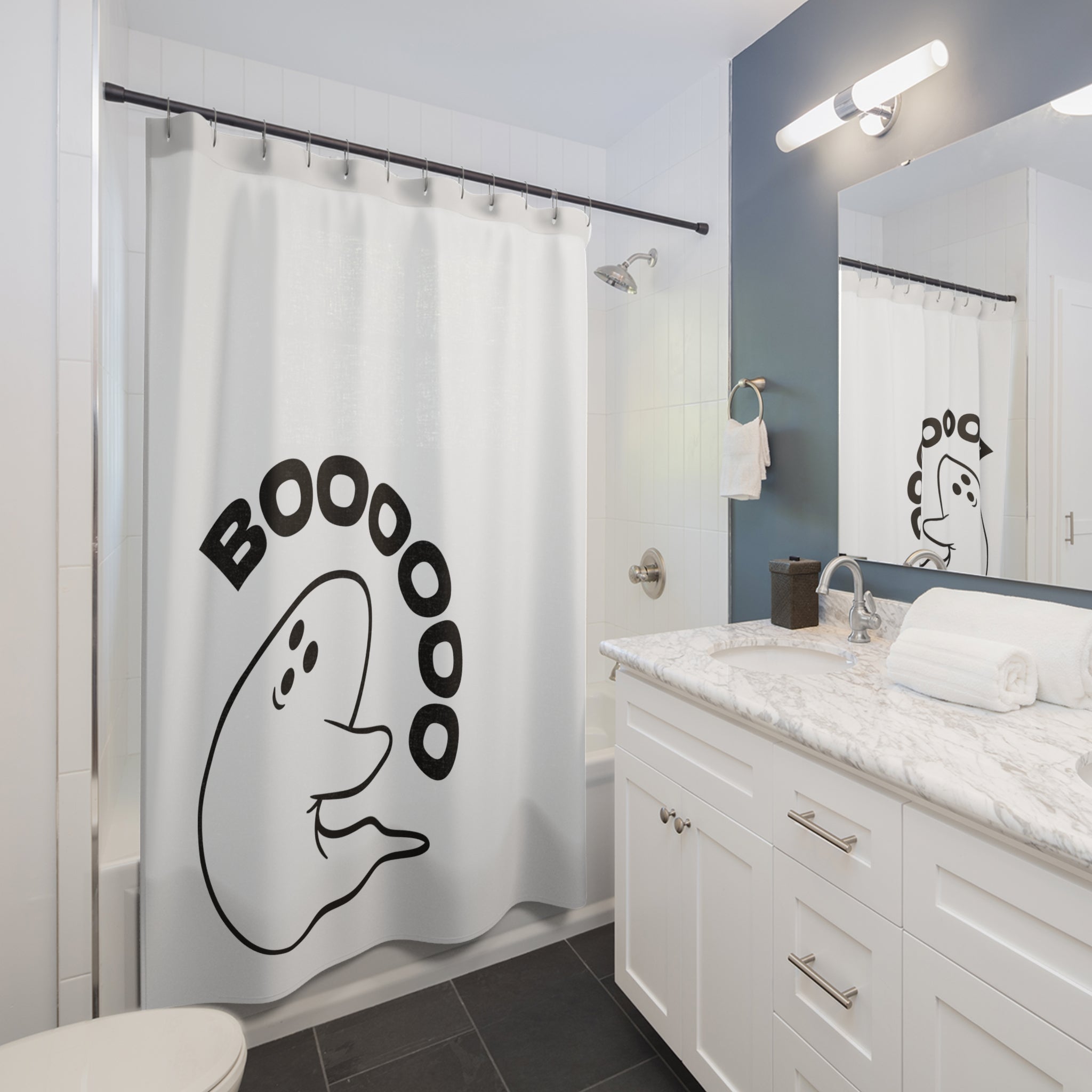 Whimsical Ghost Shower Curtain - Fun Bathroom Decor for Halloween, Boo-Themed Gift, Quirky Home Accessory, Unique Party Decor