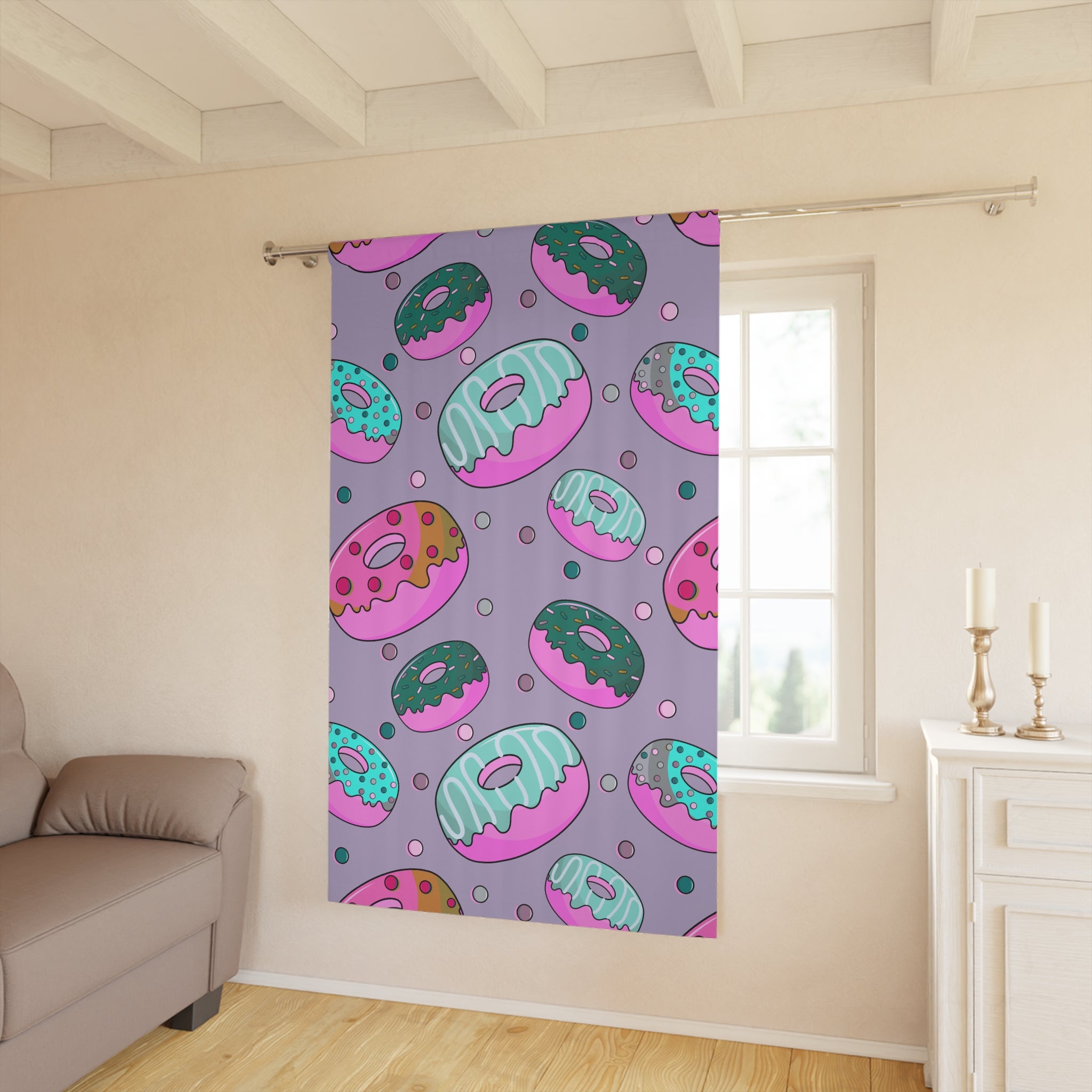 Sweeties Pink Donuts Patter Blackout Window Curtain