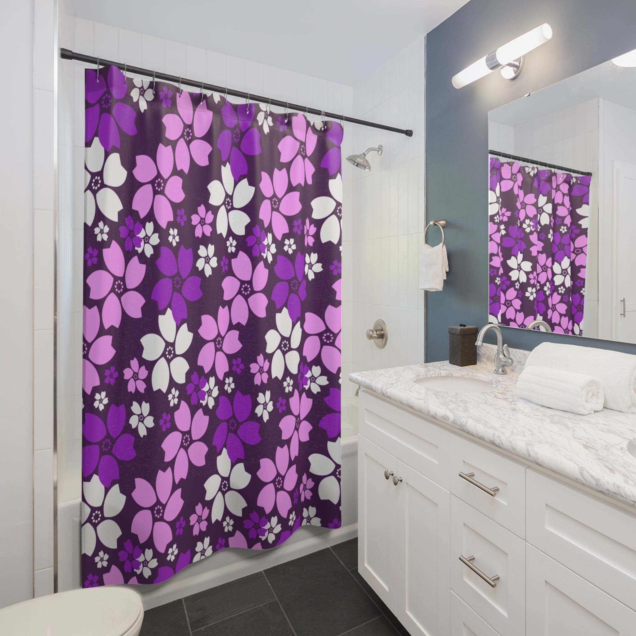 Peach Blossom Purple Pattern Shower Curtain
