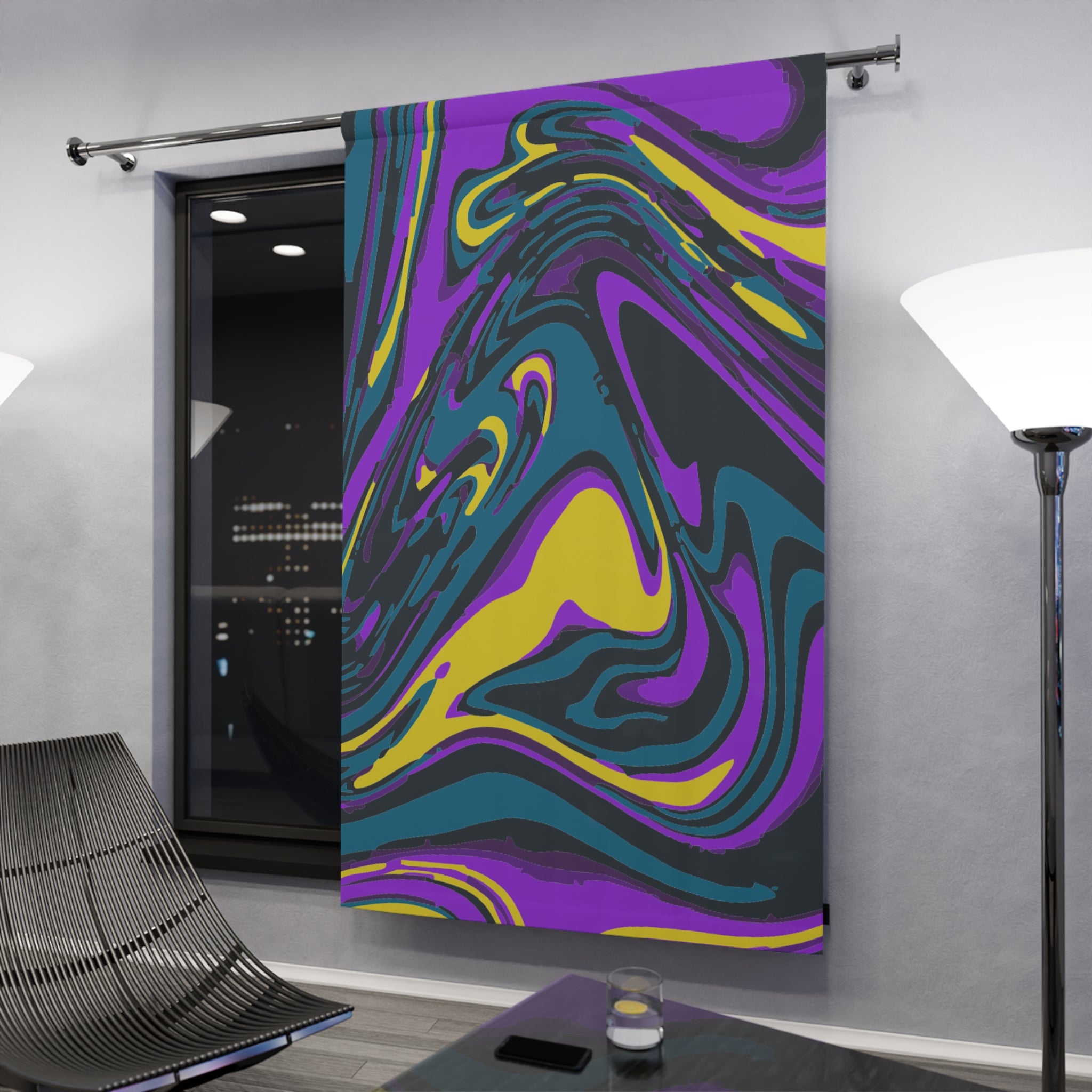 Six Swirl Purplish Design Blackout Window Curtain