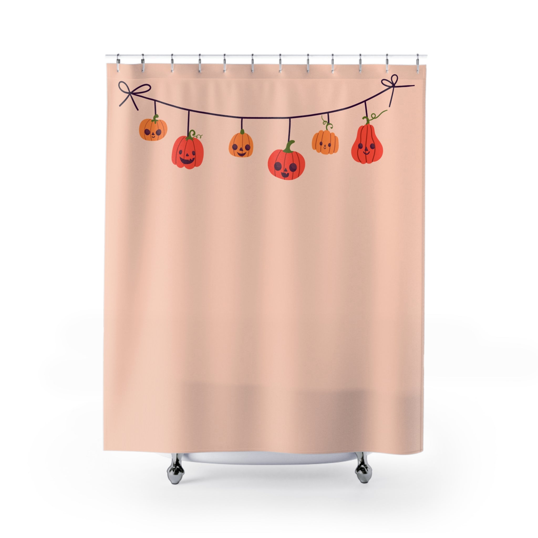 Halloween Shrunken Pumpkin Heads Shower Curtain, Festive Bathroom Decor, Pumpkin Shower Curtain, Holiday Home Decor, Seasonal Bathroom Accessories