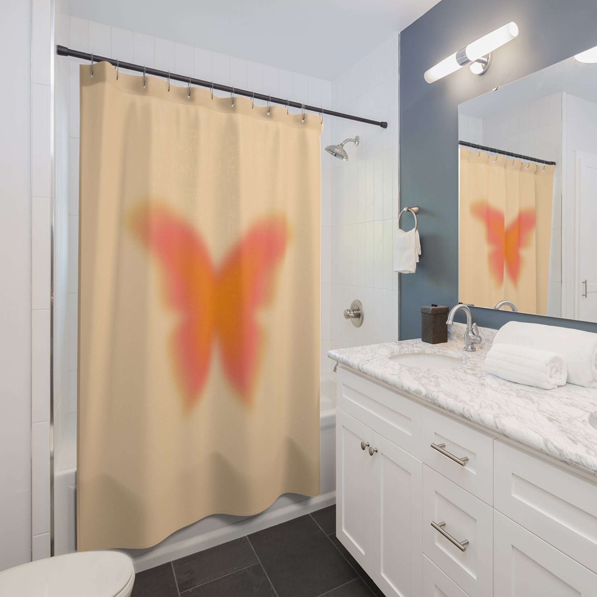 Aura Butterfly Dream Shower Curtain | Vibrant Home Decor, Bathroom Accessory, Nature-Inspired Gift, Spring Decor, Bohemian Bathroom