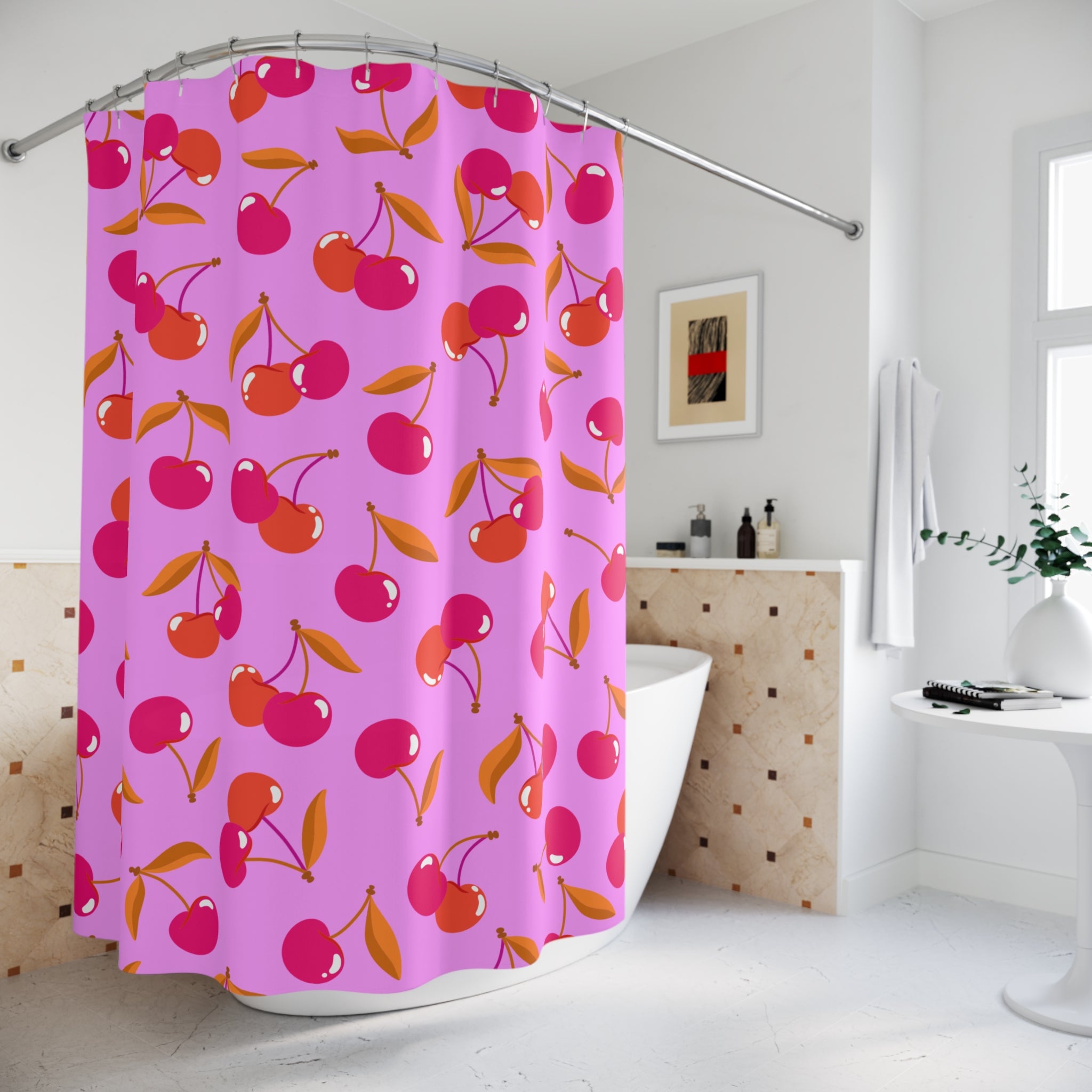 Charming Pink Cherry Shower Curtain
