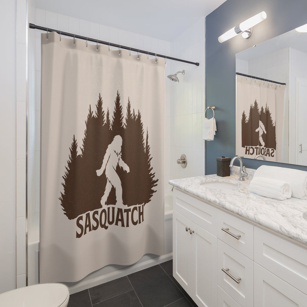 Sasquatch Shower Curtains, Unique Bathroom Decor, Forest Vibes, Nature Inspired Gift, Adventure Lover's Wall Art