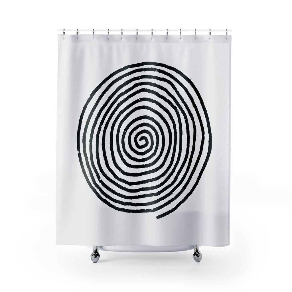 Stylish Minimalist Spiral Pattern Shower Curtain, Modern Bathroom Decor, Minimalist Home Accessory, Unique Gift for Housewarming, Bohemian Chic