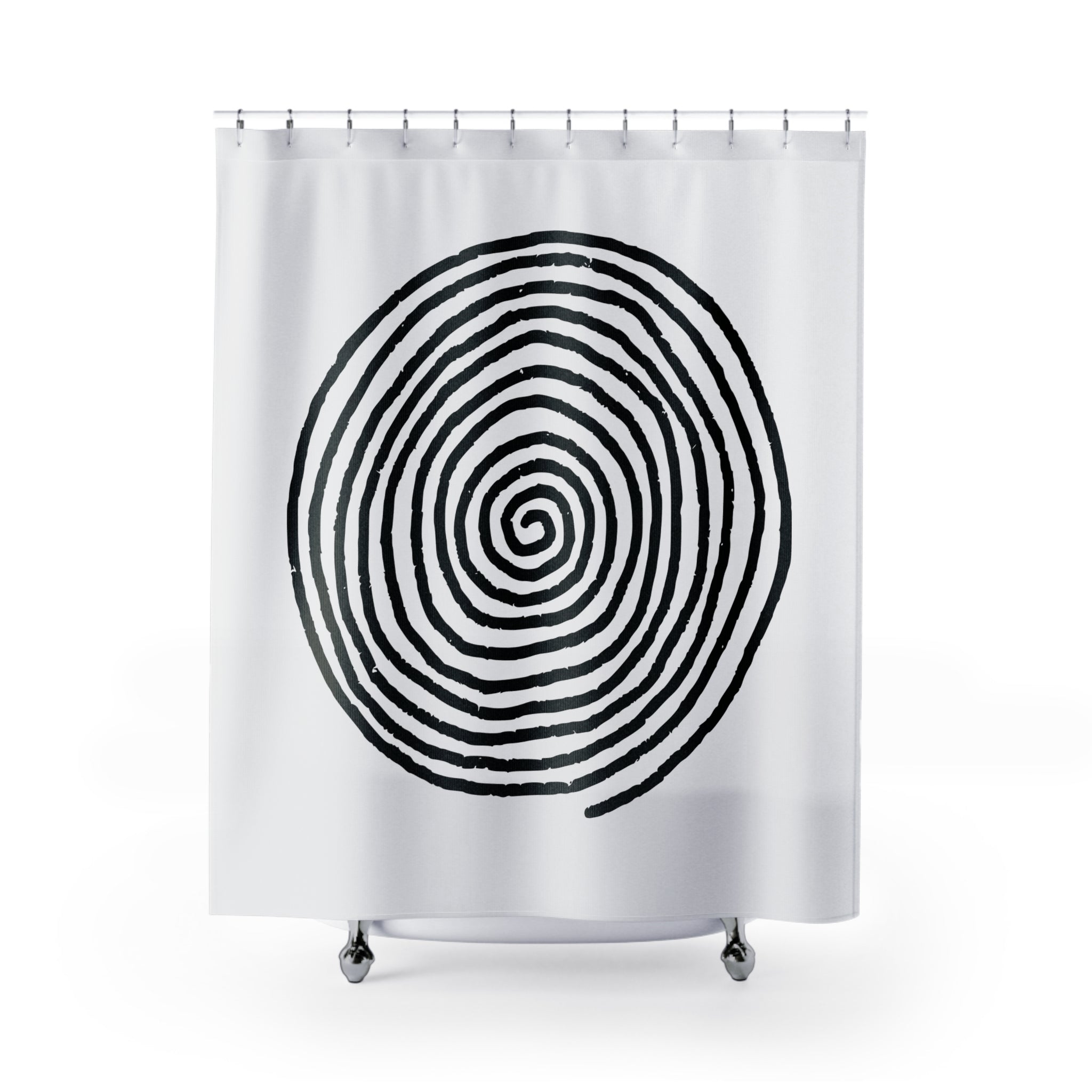 Stylish Minimalist Spiral Pattern Shower Curtain, Modern Bathroom Decor, Minimalist Home Accessory, Unique Gift for Housewarming, Bohemian Chic