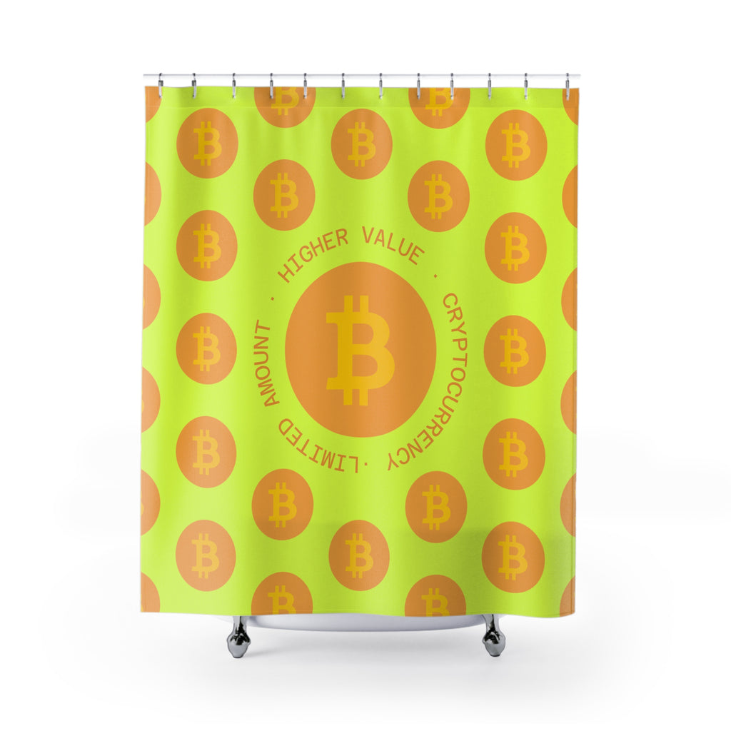 Bitcoin Motivational Cryptocurrency Shower Curtain, Vibrant Bath Decor, Crypto Gift, Unique Bathroom Accessory, Fun Home Decor