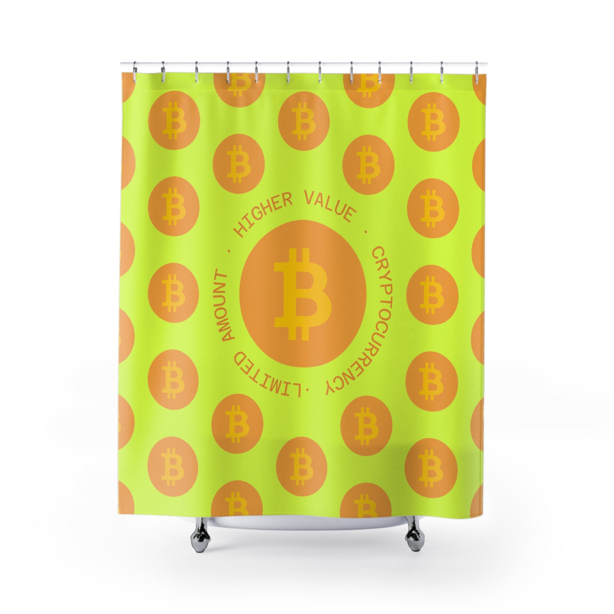 Bitcoin Motivational Cryptocurrency Shower Curtain, Vibrant Bath Decor, Crypto Gift, Unique Bathroom Accessory, Fun Home Decor