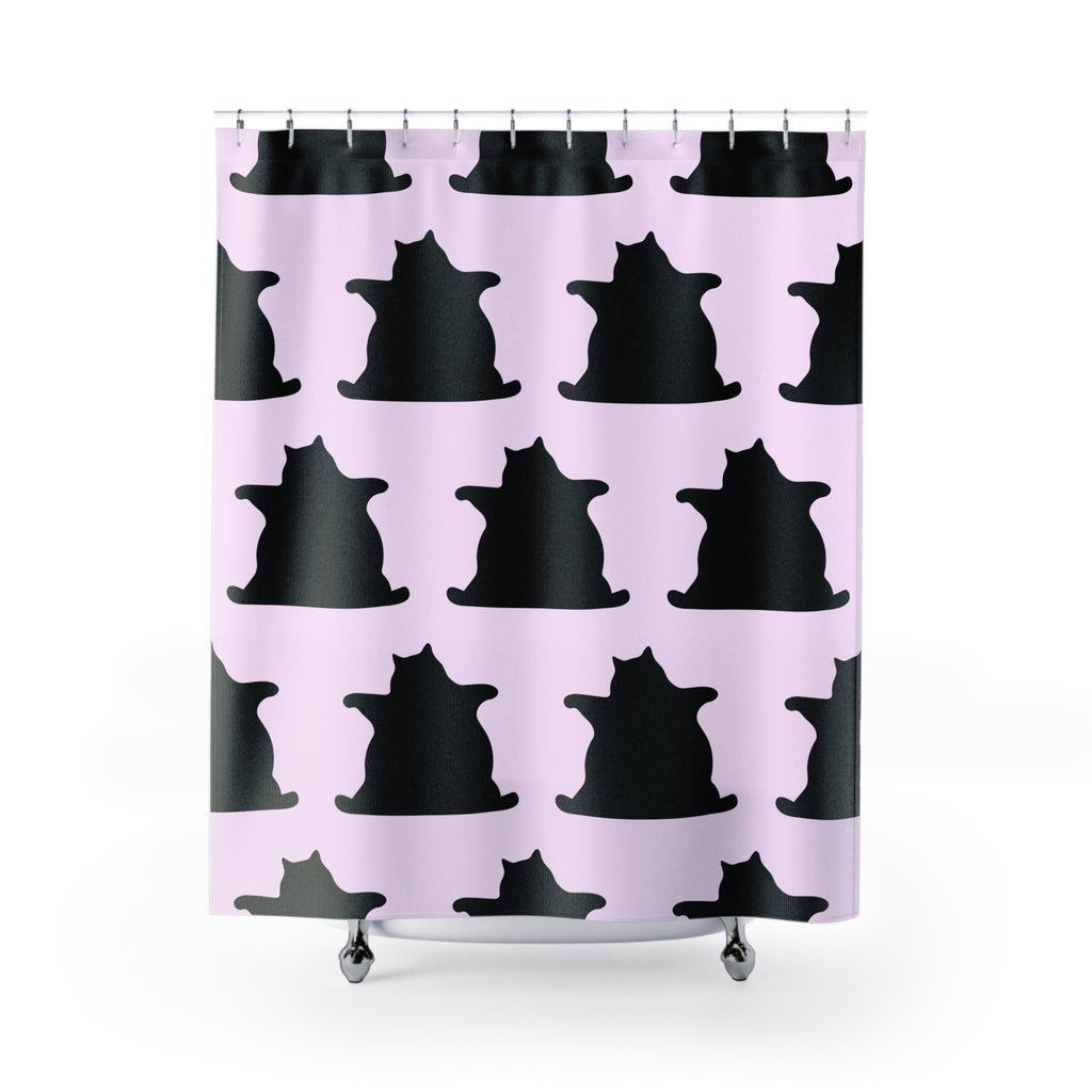 Big Bold and Chonky Patterned Cat Silhouette Shower Curtain, Cat Lover Gift, Bathroom Decor, Cute Home Accessories, Pet-Themed Decor, Cat Bathroom
