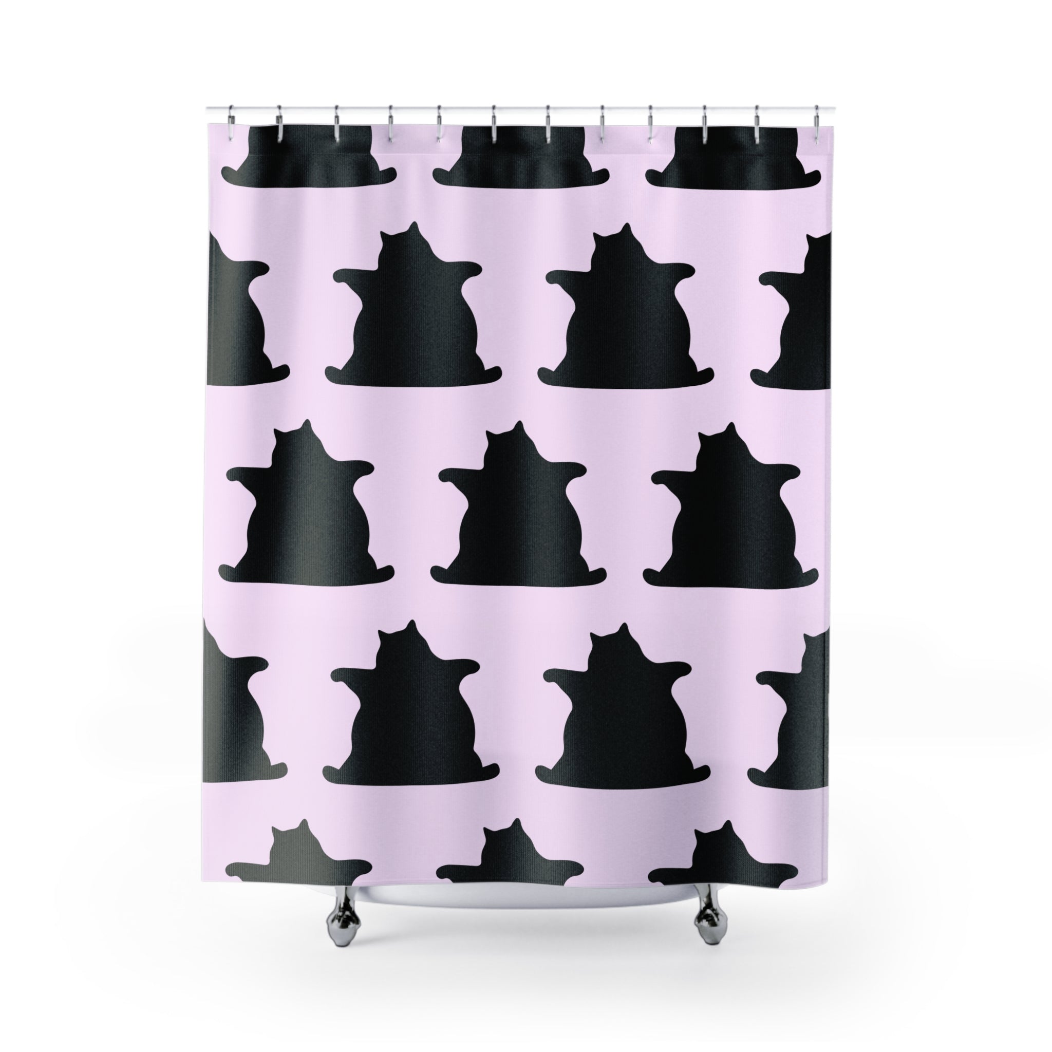 Big Bold and Chonky Patterned Cat Silhouette Shower Curtain, Cat Lover Gift, Bathroom Decor, Cute Home Accessories, Pet-Themed Decor, Cat Bathroom