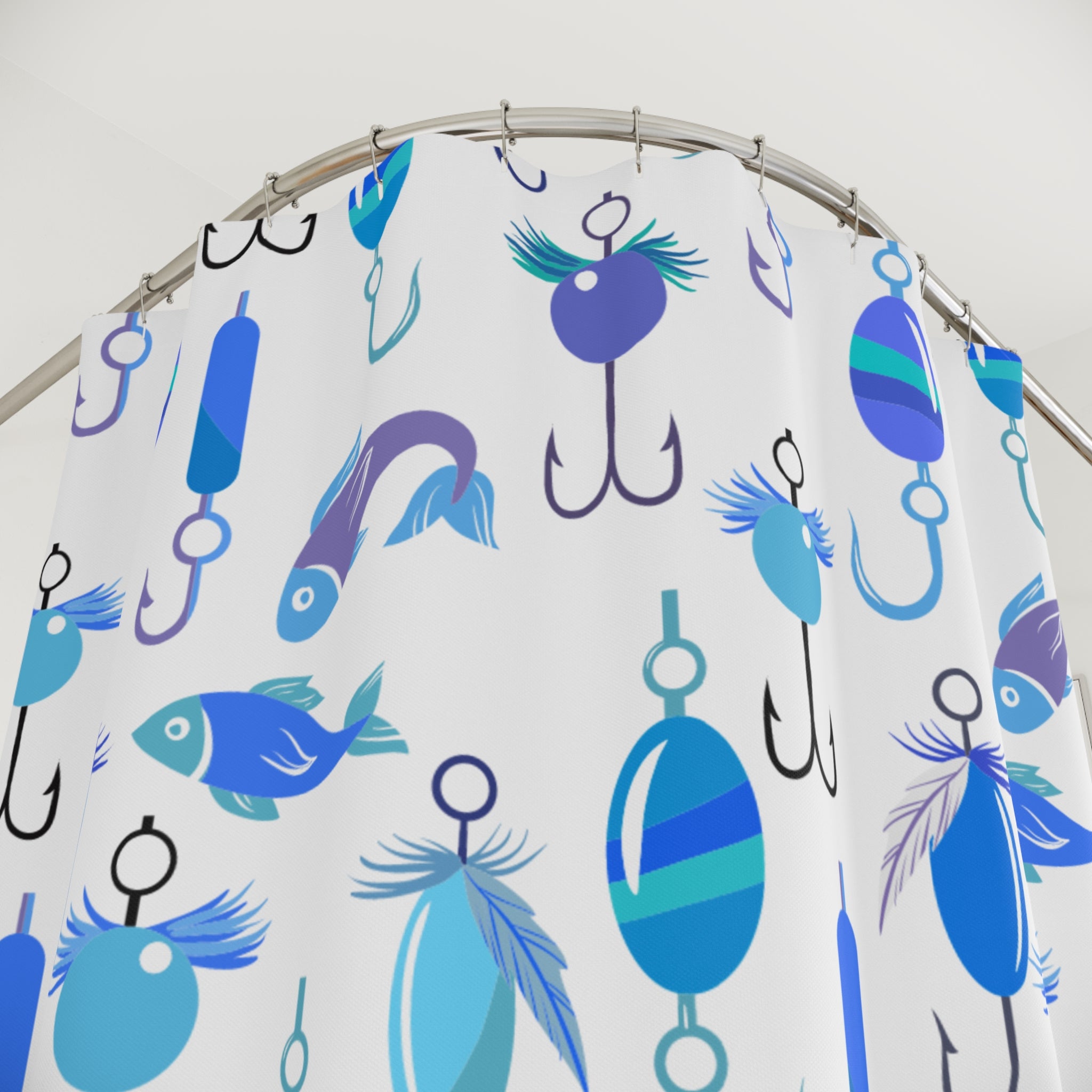 Morning Blue Fishing Shower Curtain