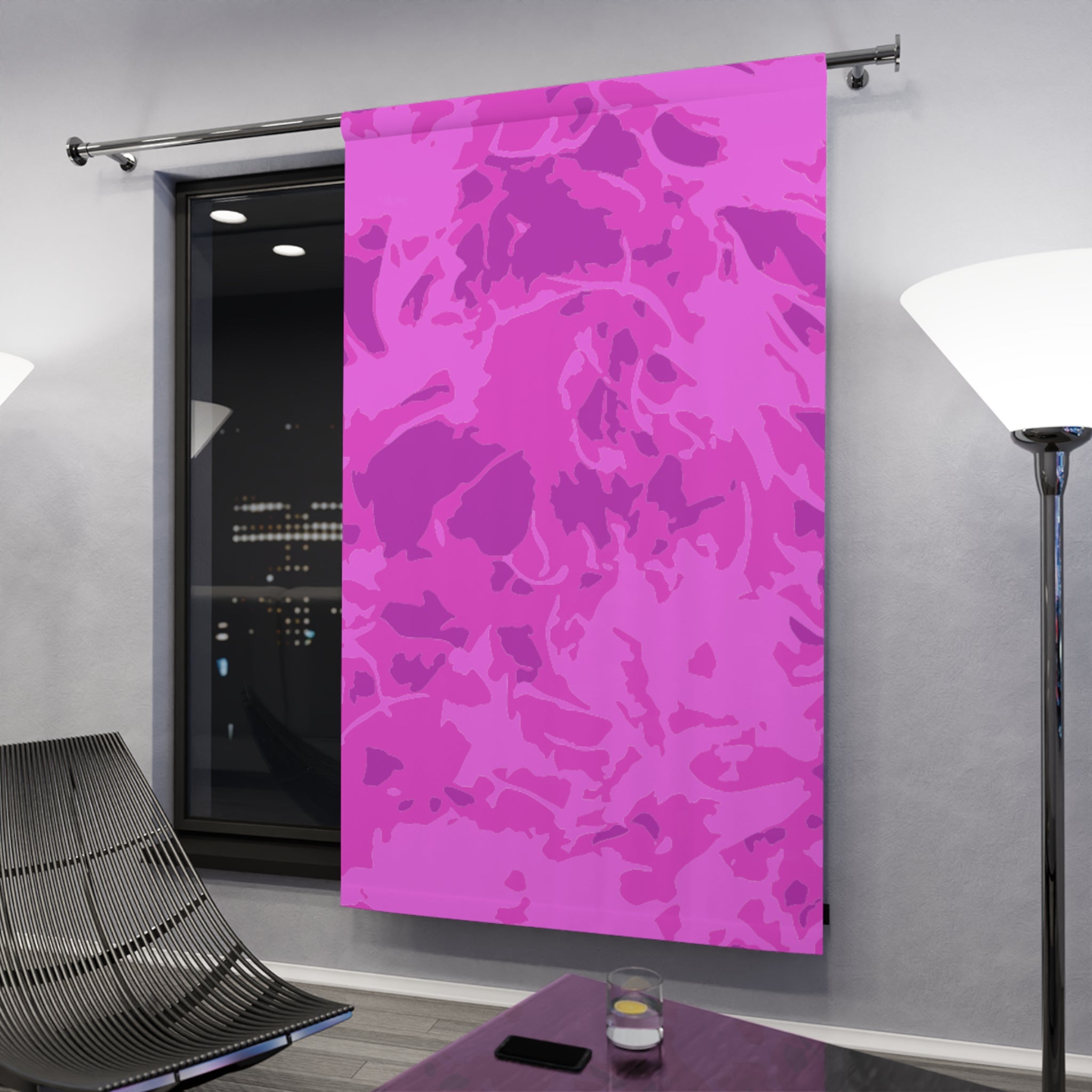 Vibrant Pink Stuff Design Blackout Window Curtain