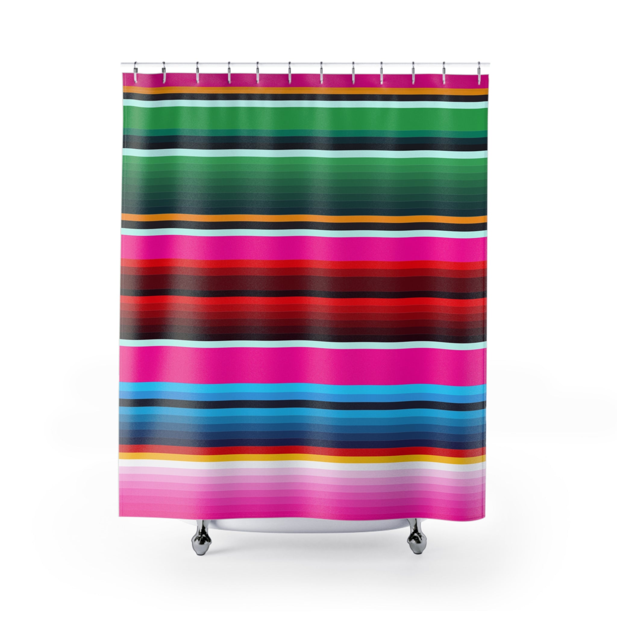 Mexican Blanket PatternVibrant Striped Shower Curtain for a Colorful Bathroom Makeover, Boho Decor, Gift for Homeowners, Bright Bathroom Accessory