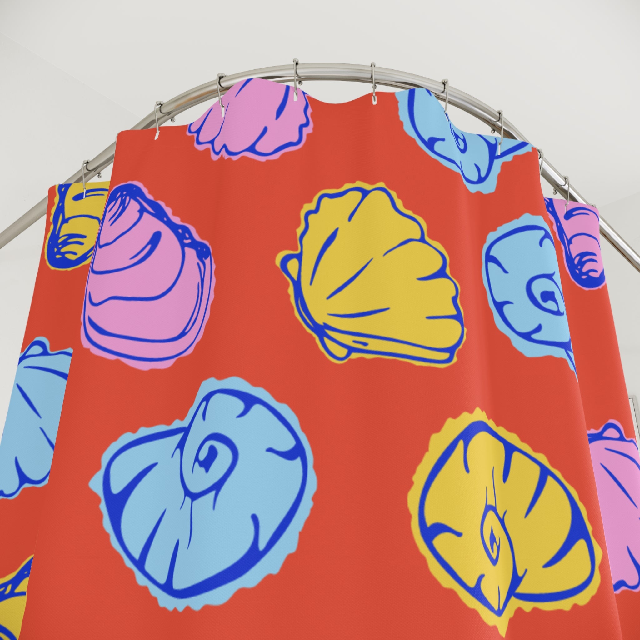 Colorful Shells Shower Curtain Pattern | Nautical Beach Decor, Coastal Bathroom, Ocean Theme Decor, Holiday Gift