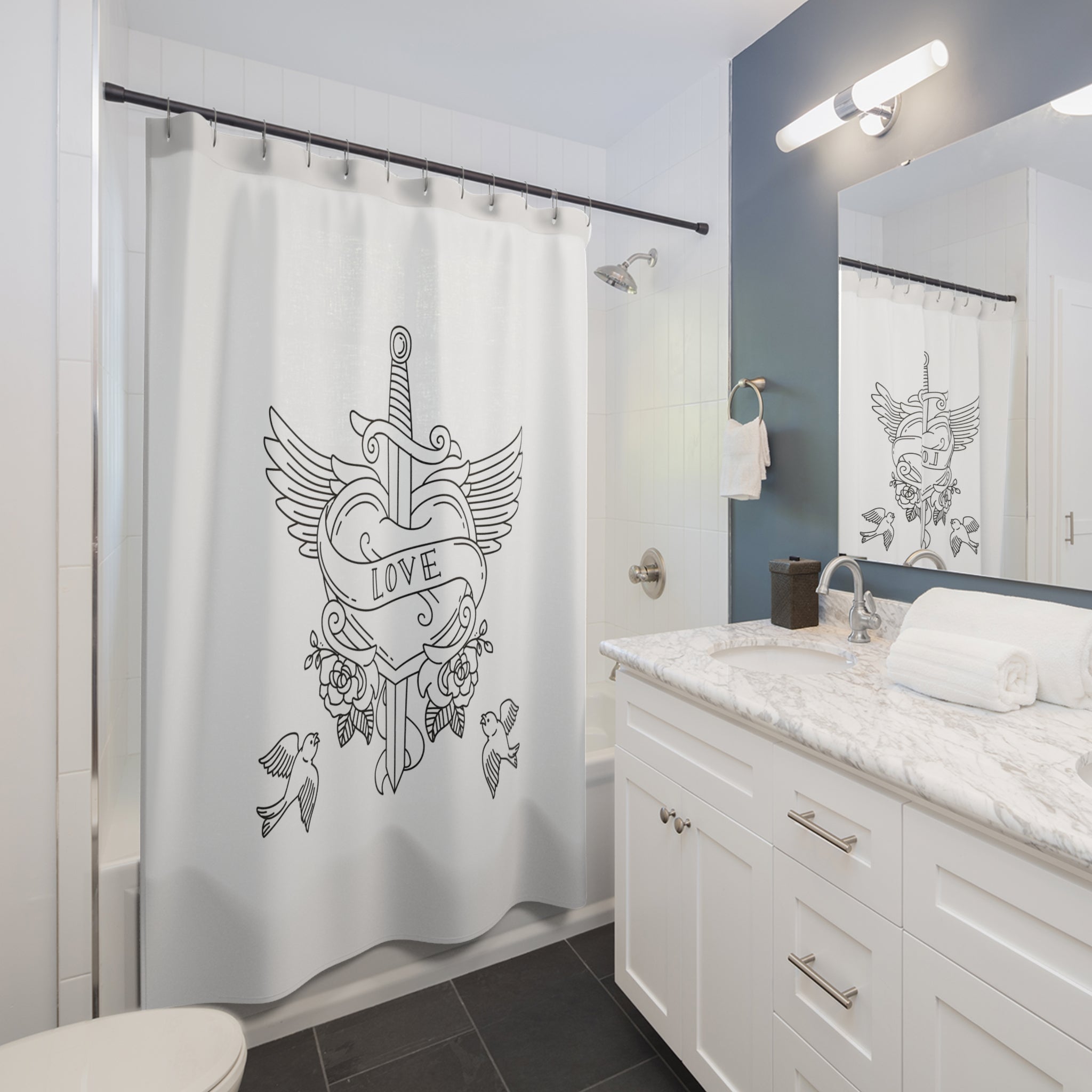 Tattoo Stabbed Heart Shower Curtain