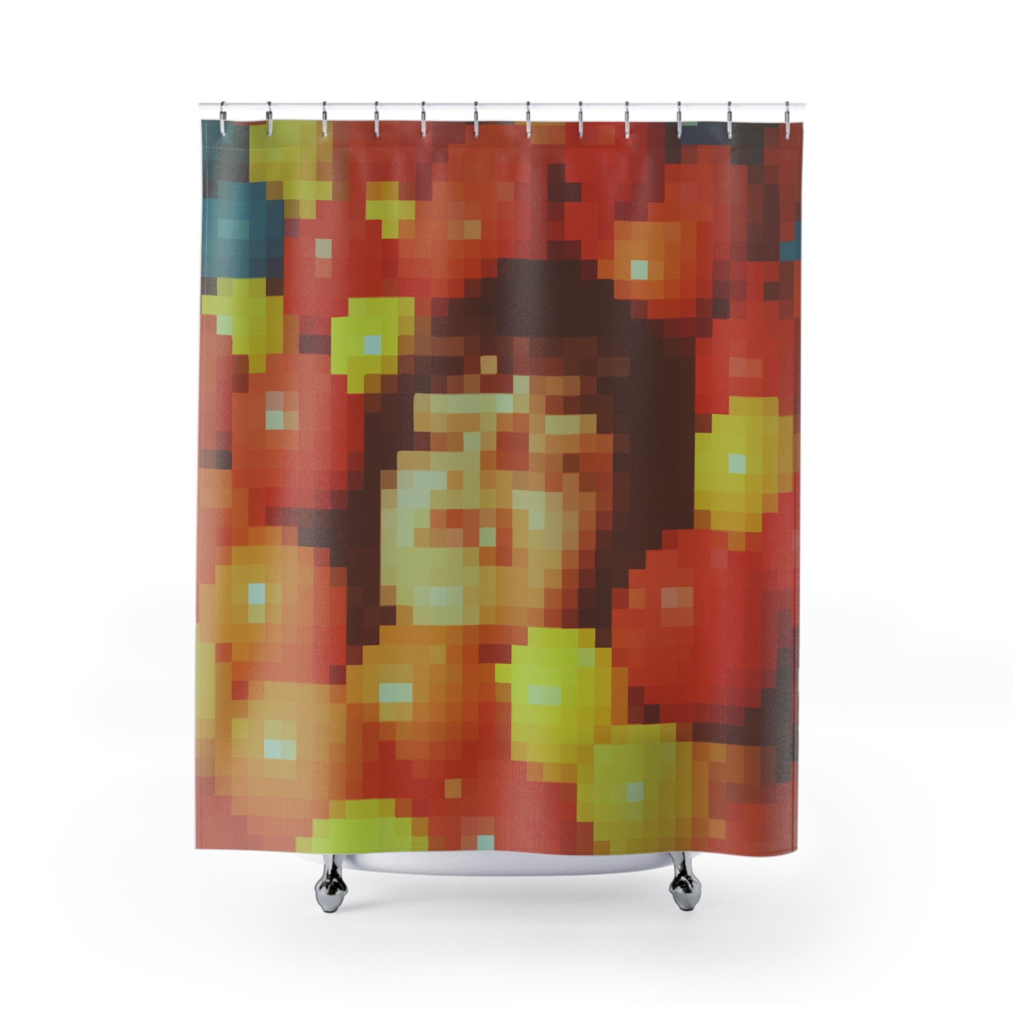 Woman in Ball Play Pit Pixelated Shower Curtain