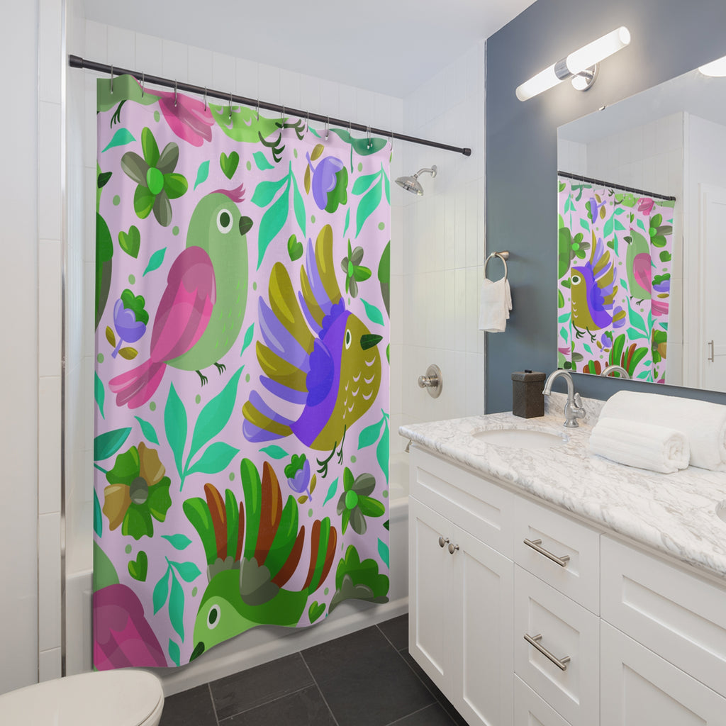 Lookie Three Little Birdies Shower Curtain