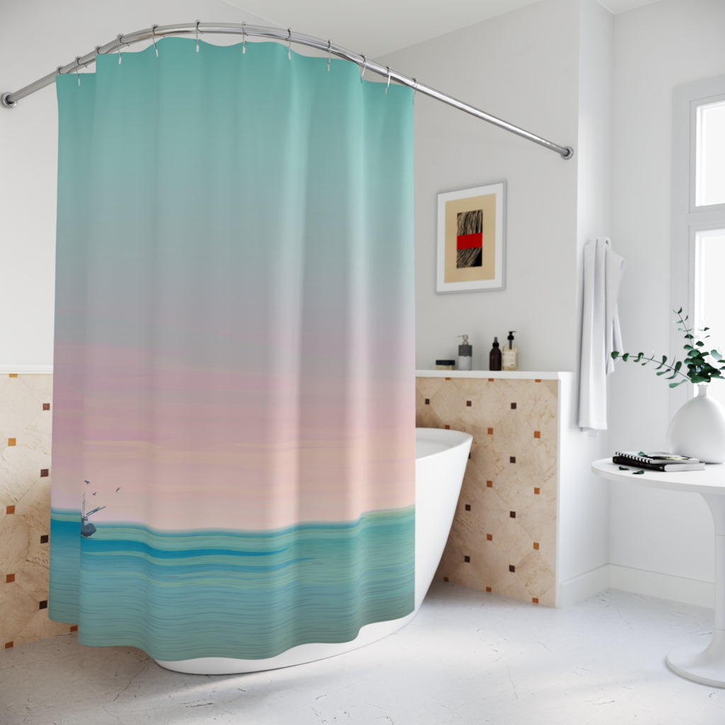 Calming Ocean Breeze Minimalist Shower Curtain, Beach Bathroom Decor, Coastal Home Accent, Tranquil Shower Curtain, Nautical Gift Idea