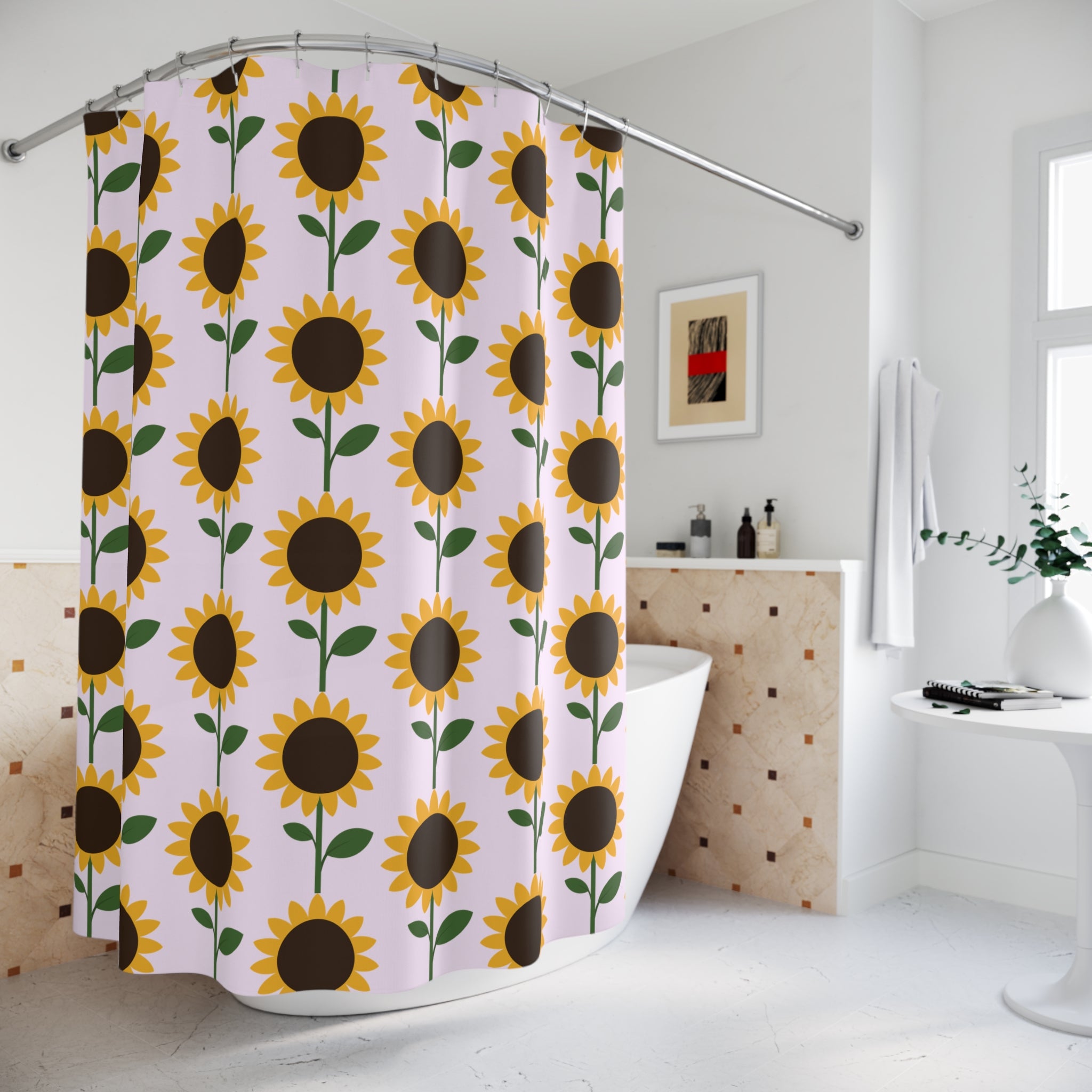Sunflower Shower Curtain, Floral Bathroom Decor, Sunshine Home Accessories, Happy Vibes Shower Decor, Summer Wedding Gift