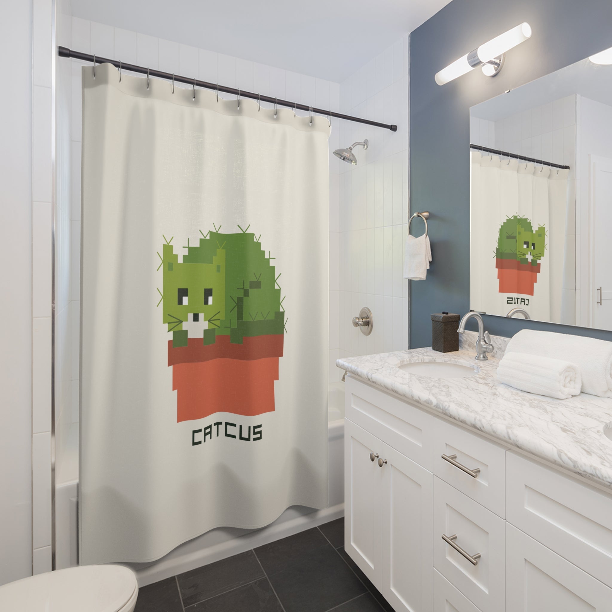 Cactus Cat Punny Catcus Shower Curtain