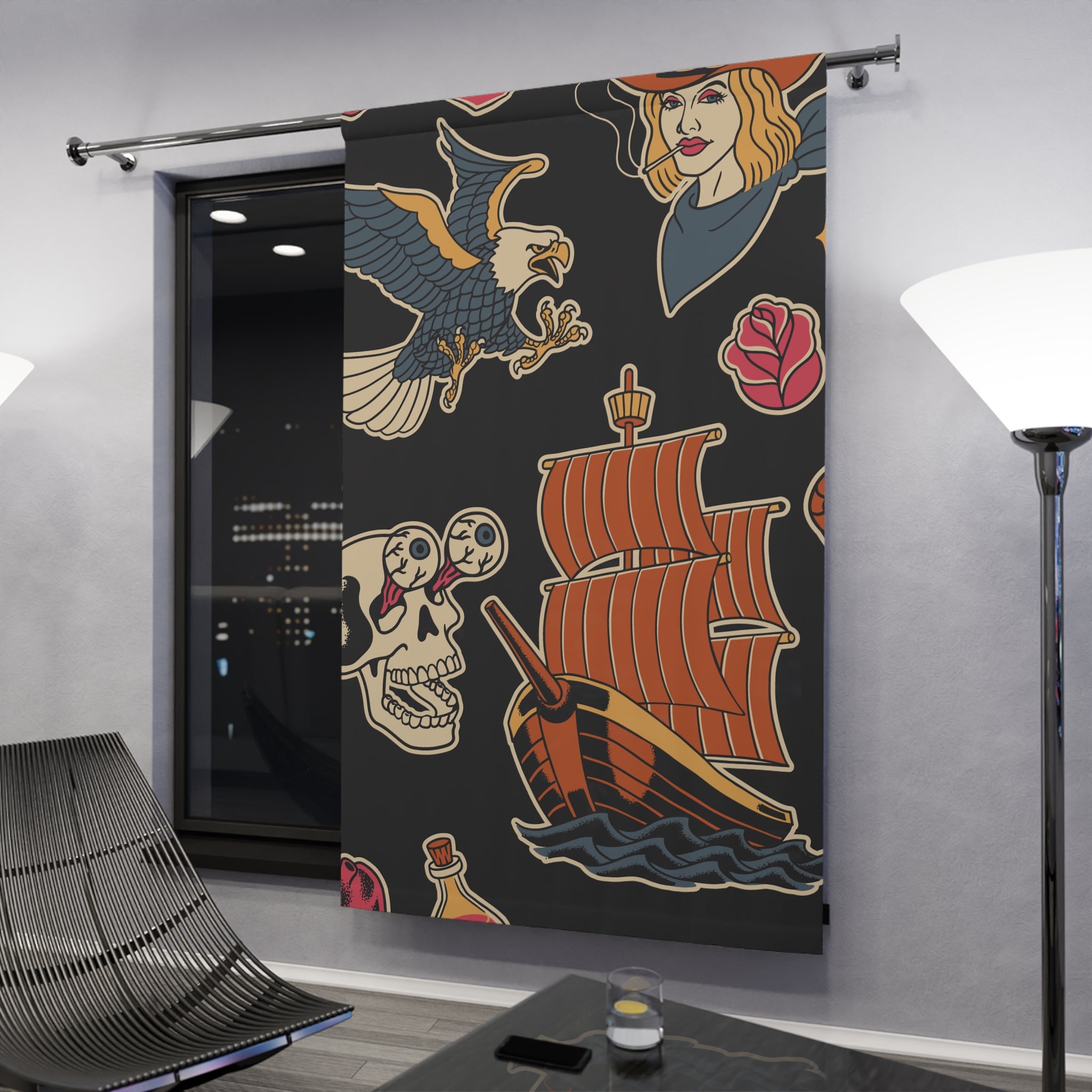 Bad Boys Love Bad Girls Pattern Blackout Window Curtain