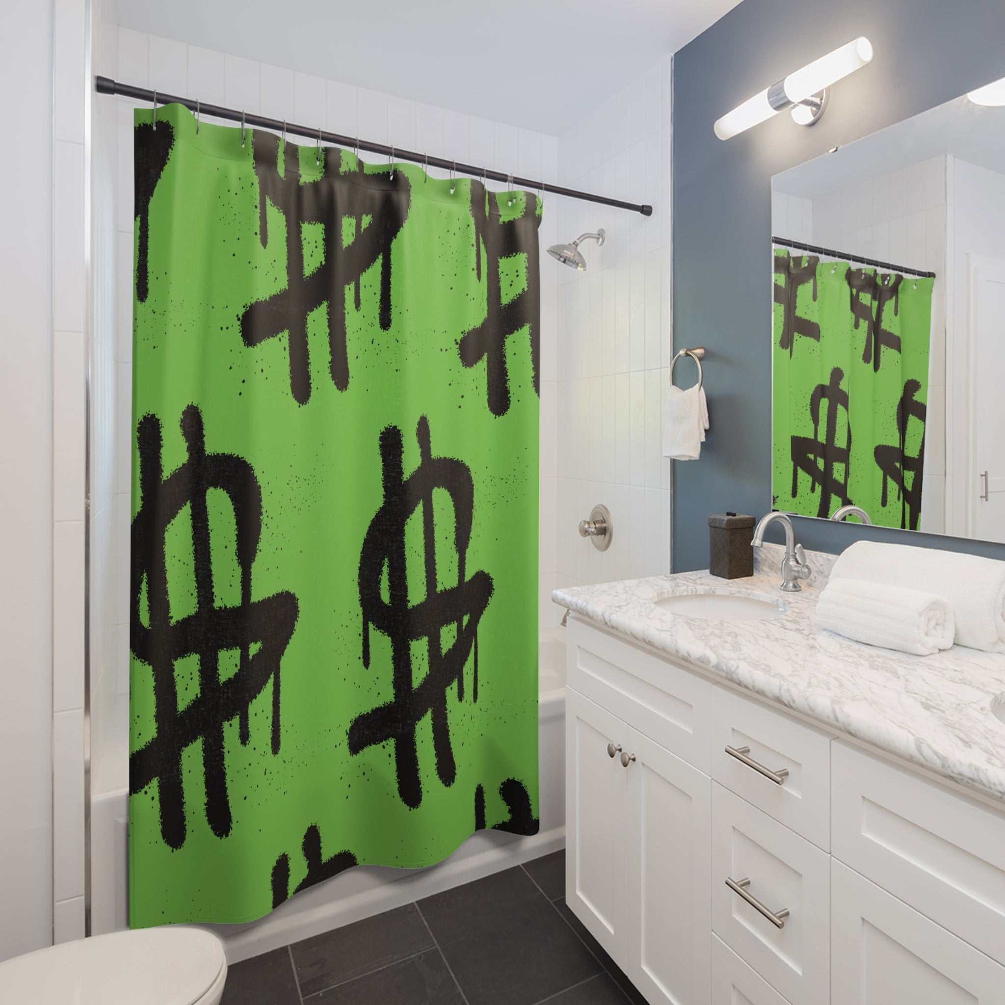 Head Full of Money - Bold Motivational Shower Curtain - Just Make That Money, Bathroom Decor, Money-Themed Gift, Home Accessories, Modern Design