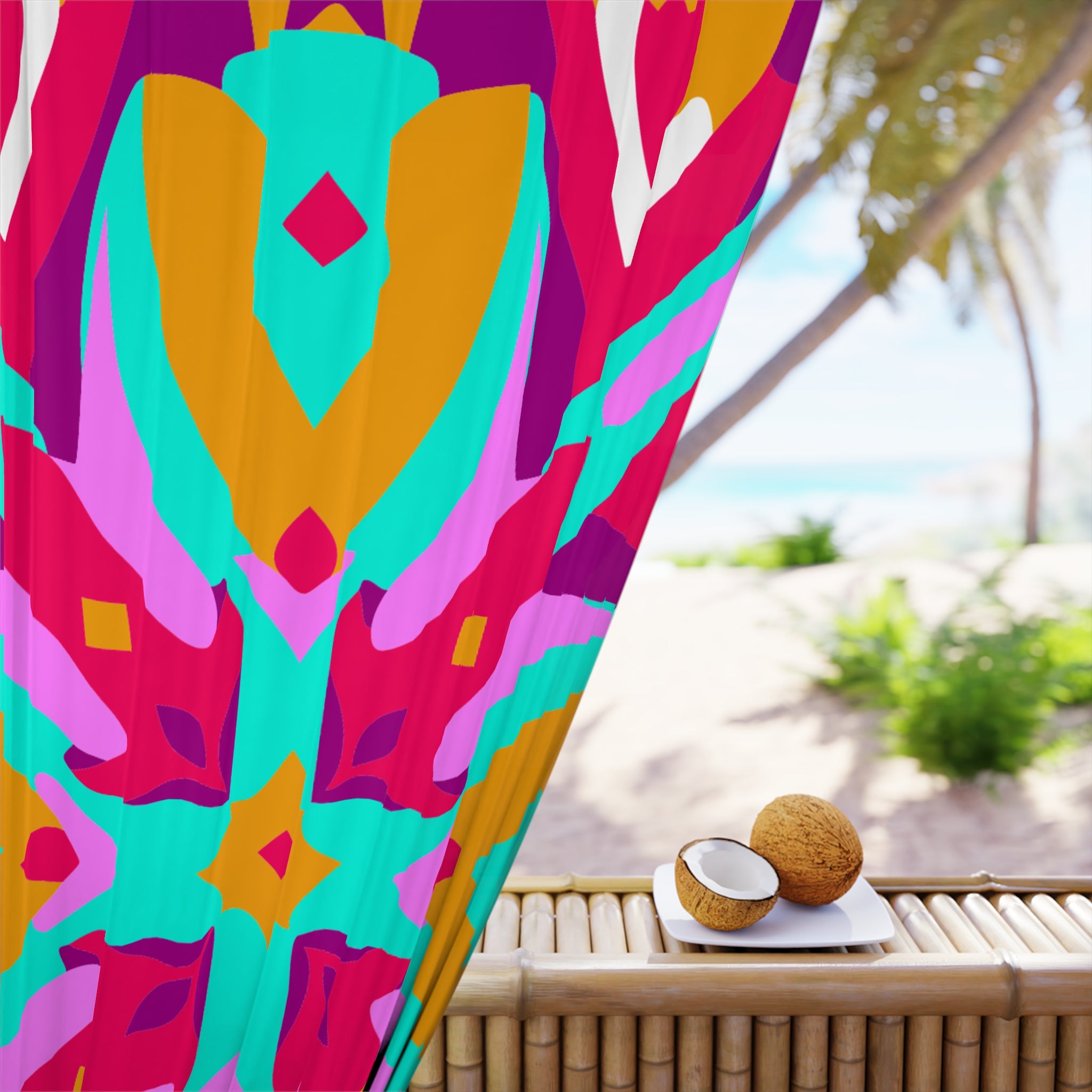Pinkish Geometric Pattern Blackout Window Curtain