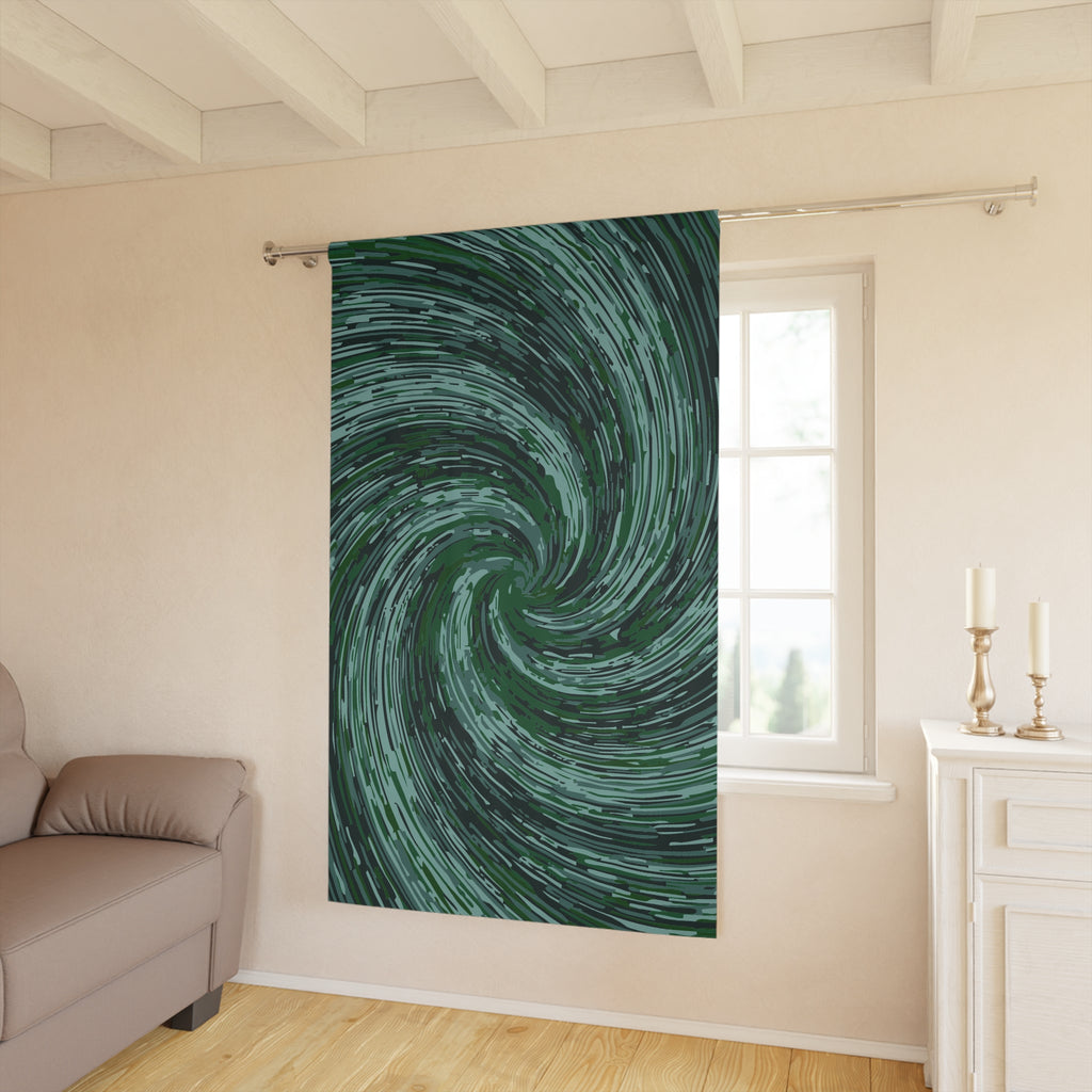 Abstract Green Swirly Temple Blackout Window Curtain