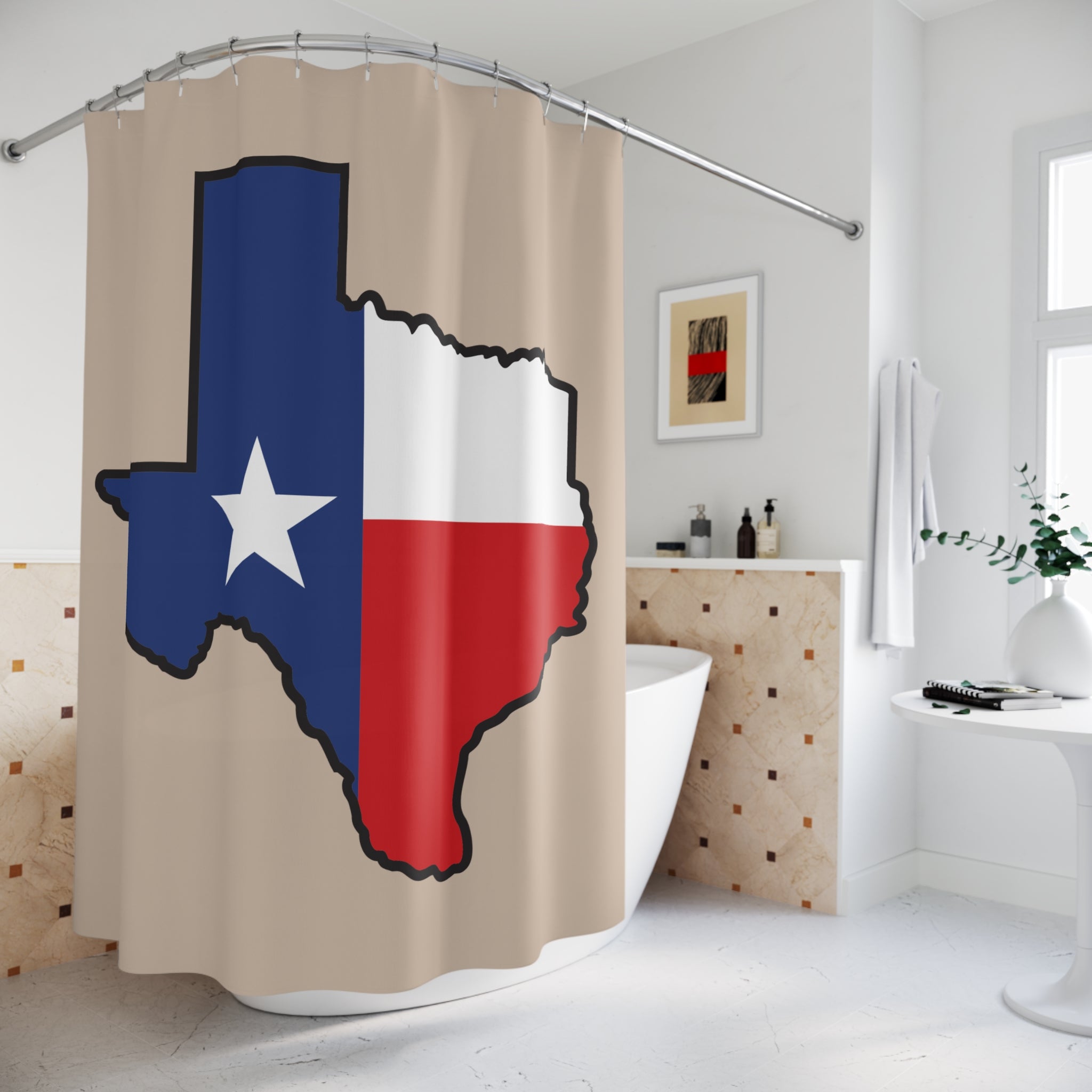 Texas State Shape Shower Curtain, Nautical Bathroom Decor, Gifts for Texas Lovers, Home Essentials, Western Theme Accessories