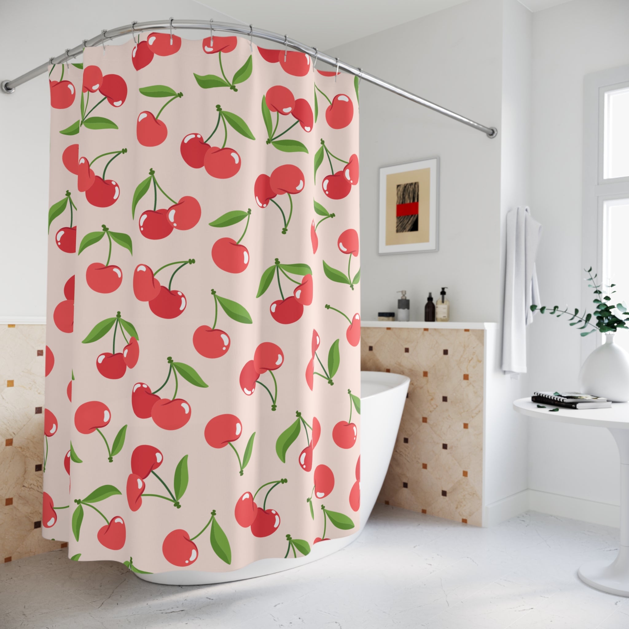 Charming Cherry Naturalish Shower Curtain