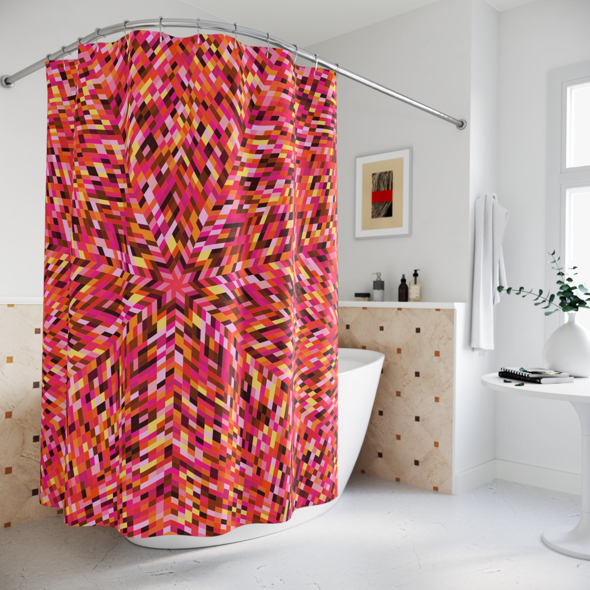 Vibrant Abstract Shower Curtains, Colorful Bathroom Decor, Boho Home Accents, Unique Gift for Her, Modern Color Splash