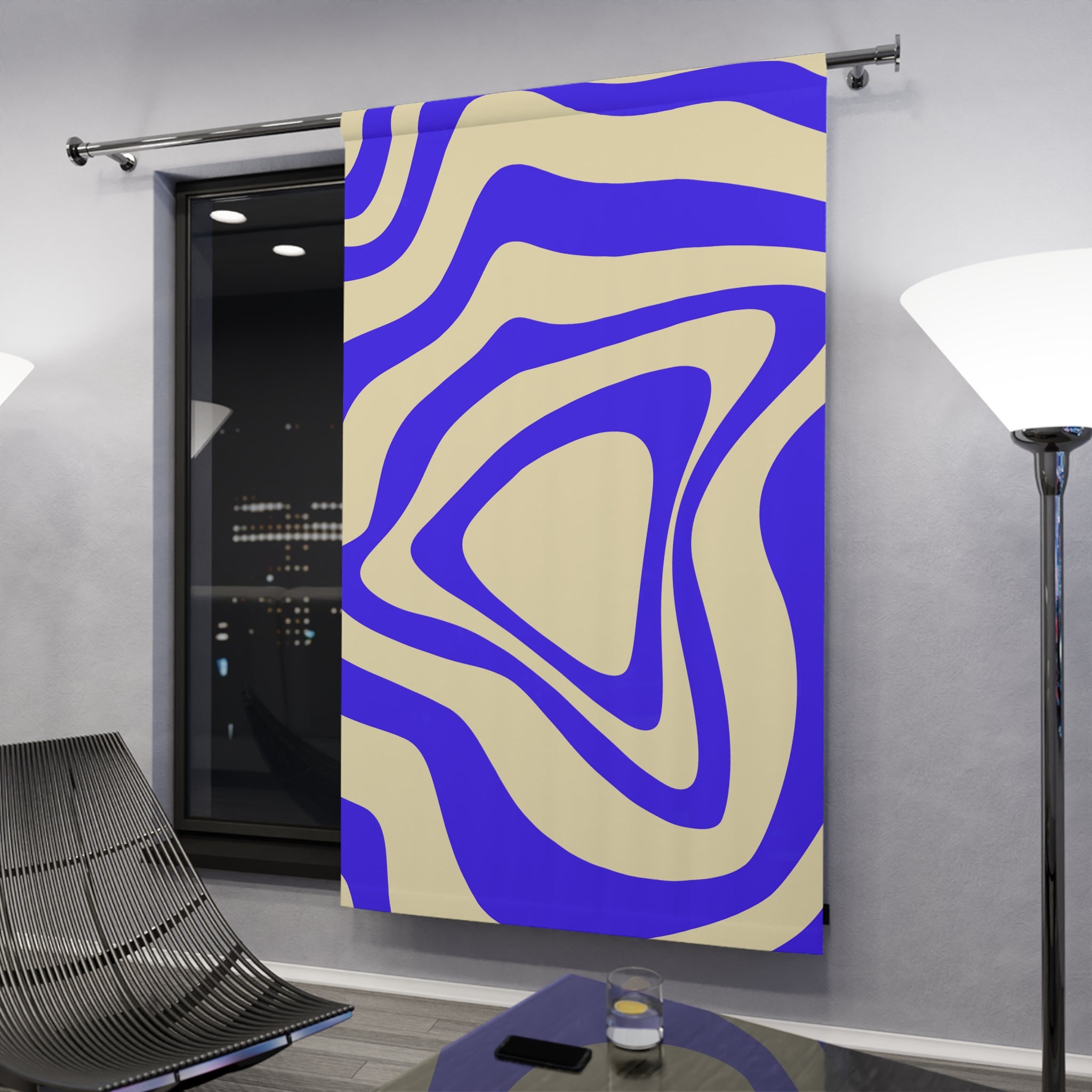 Abstract Wave Window Curtains, Boho Decor, Modern Home, Living Room Accessories, Unique Curtain Panel, Bedroom Window Treatment