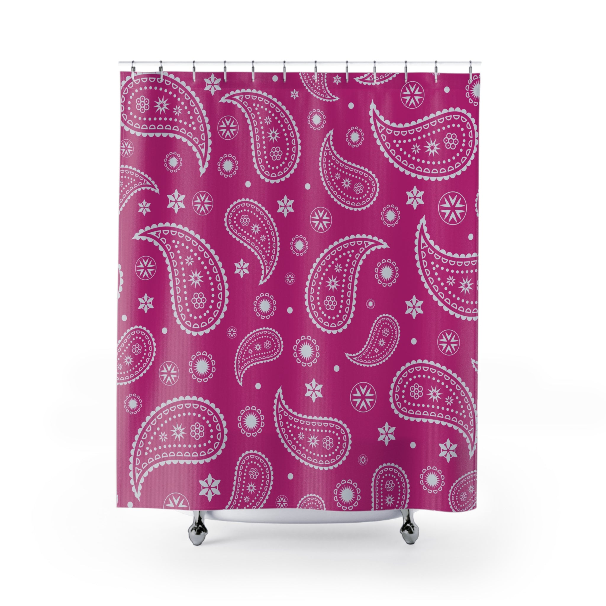 Pink Bandana Pattern Shower Curtain, Vibrant Pink, Bathroom Decor, Home Improvement, Gift for Her, Unique Home Accessories