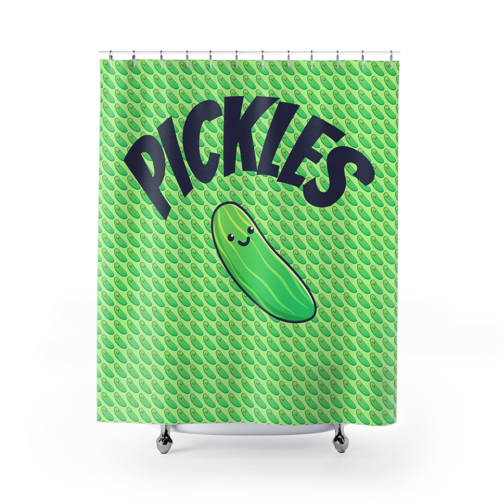 So Many Pickles Shower Curtain - Fun Bathroom Decor, Kitchen Theme, Gift for Foodies, Unique Home Accessory, Green Veggie Vibe