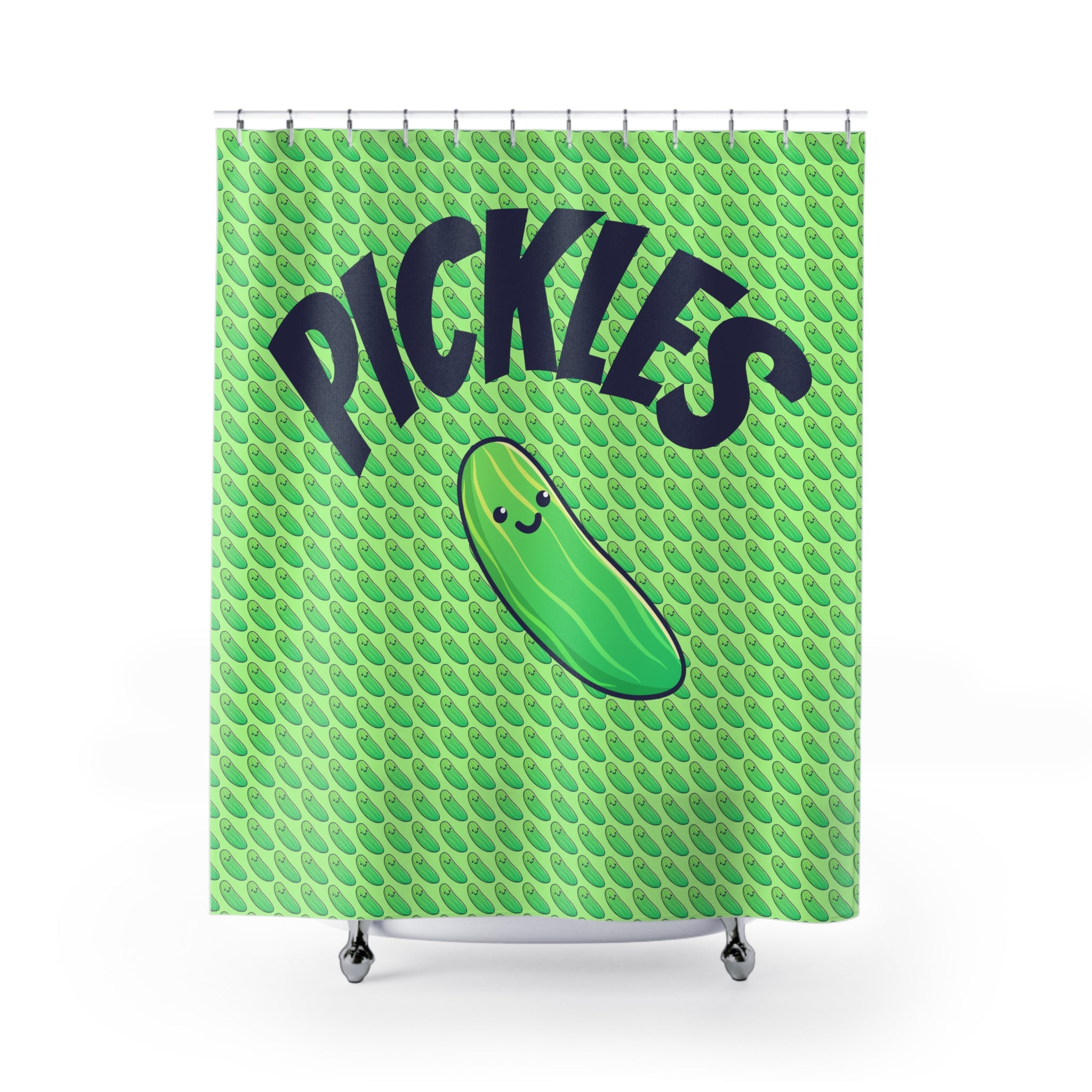 So Many Pickles Shower Curtain - Fun Bathroom Decor, Kitchen Theme, Gift for Foodies, Unique Home Accessory, Green Veggie Vibe