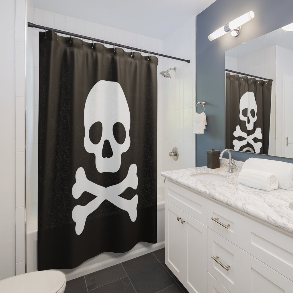 Skull & Bones Shower Curtain | Gothic Bathroom Decor, Halloween Home Accents, Pirate Theme, Spooky Vibes, Unique Gift