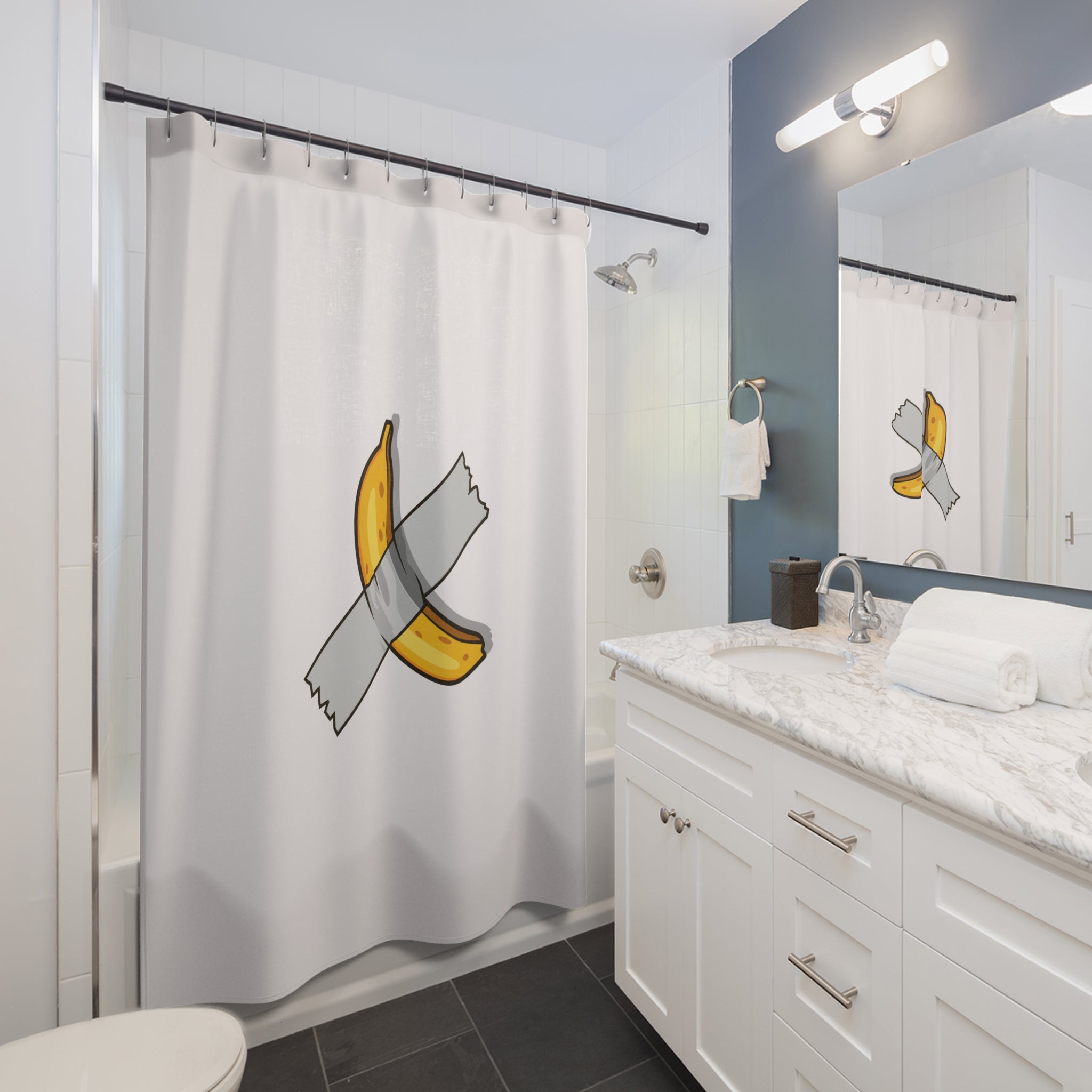 Taped Solo Banana  Shower Curtain, Fun Bathroom Decor, Quirky Gift for Fruit Lovers, Modern Shower Decor, Unique Home Accessories