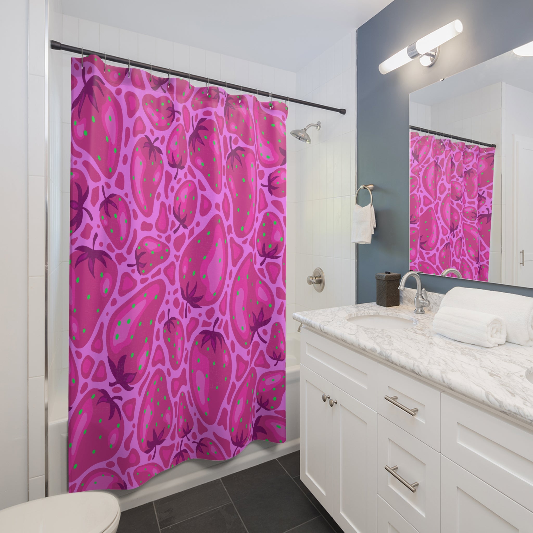 Strawberry Dreams Pink Shower Curtain