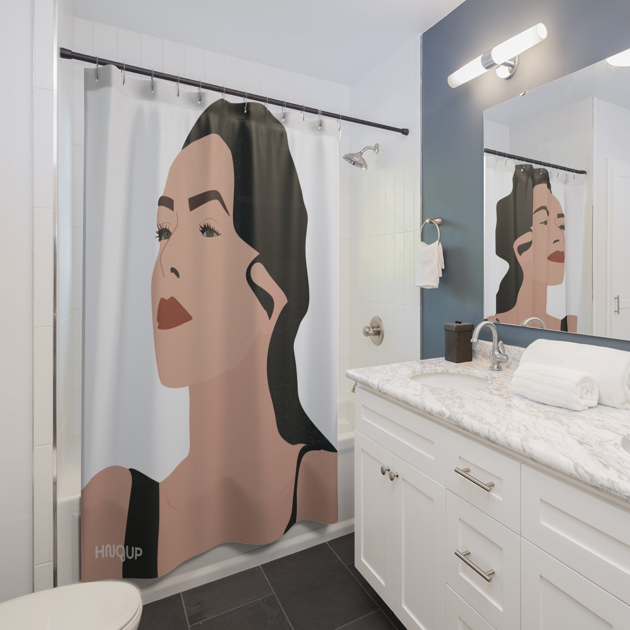 Elegant Artistic Minimalist Woman Shower Curtain | Modern Home Decor | Stylish Bathroom Accessory | Gift for Her | Chic Decoration