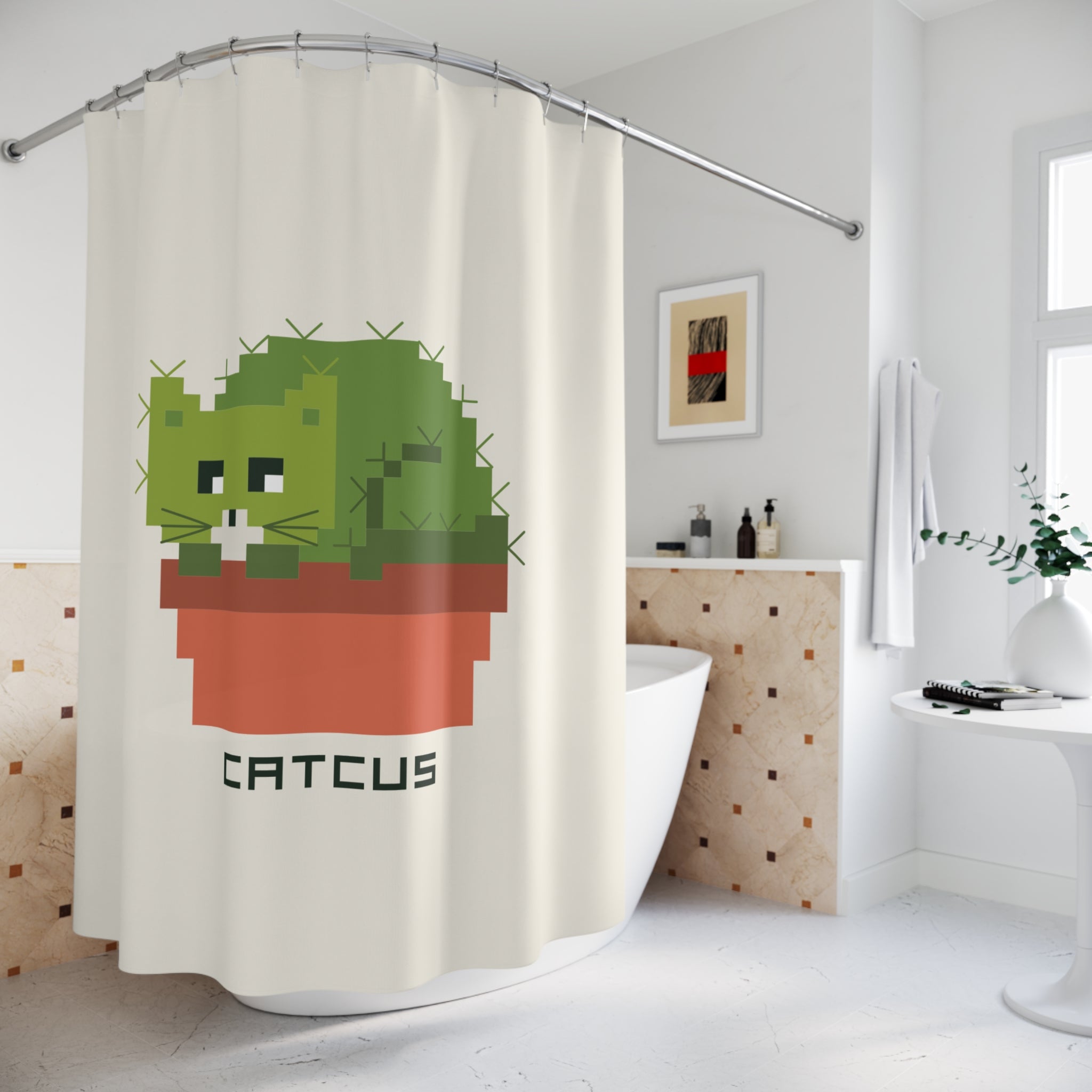 Cactus Cat Punny Catcus Shower Curtain