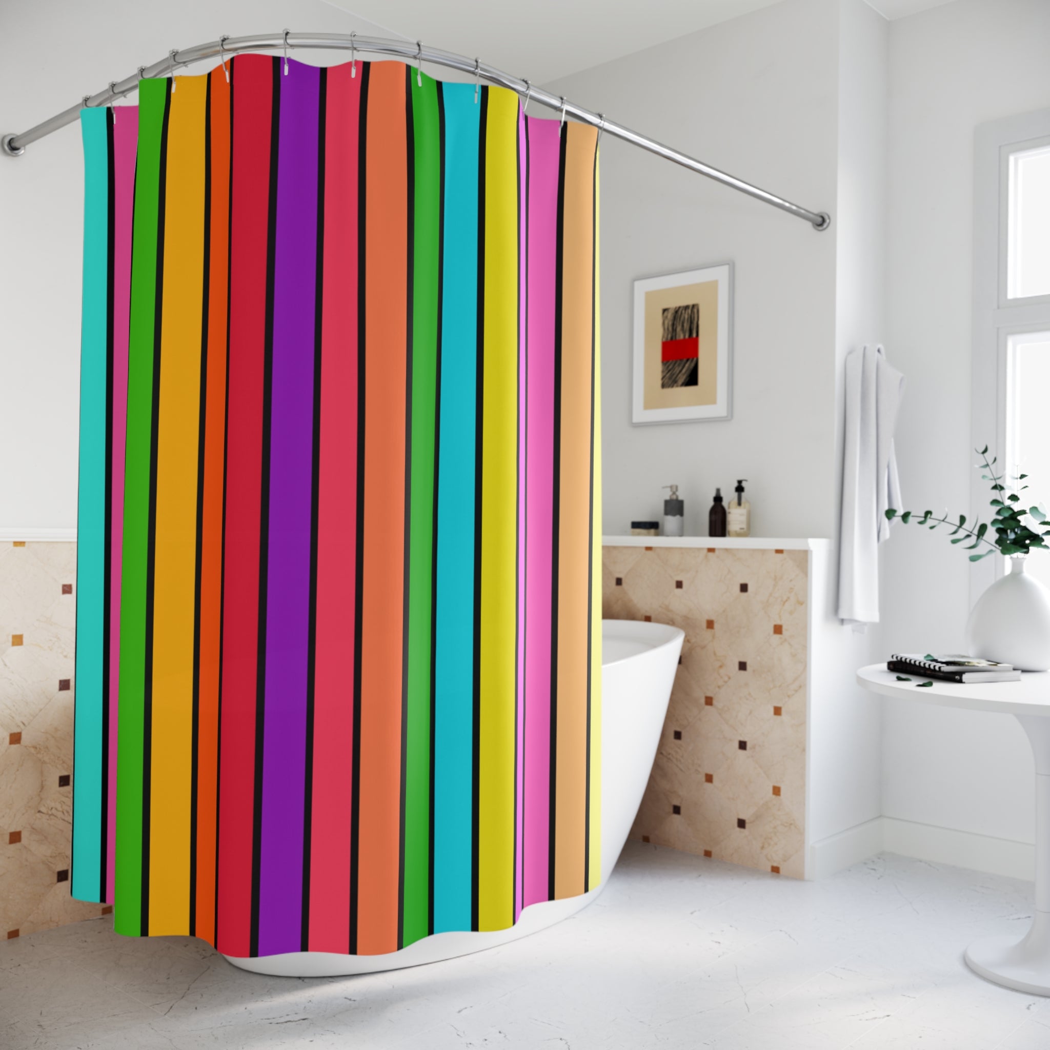 Striped Rainbowish Shower Curtain