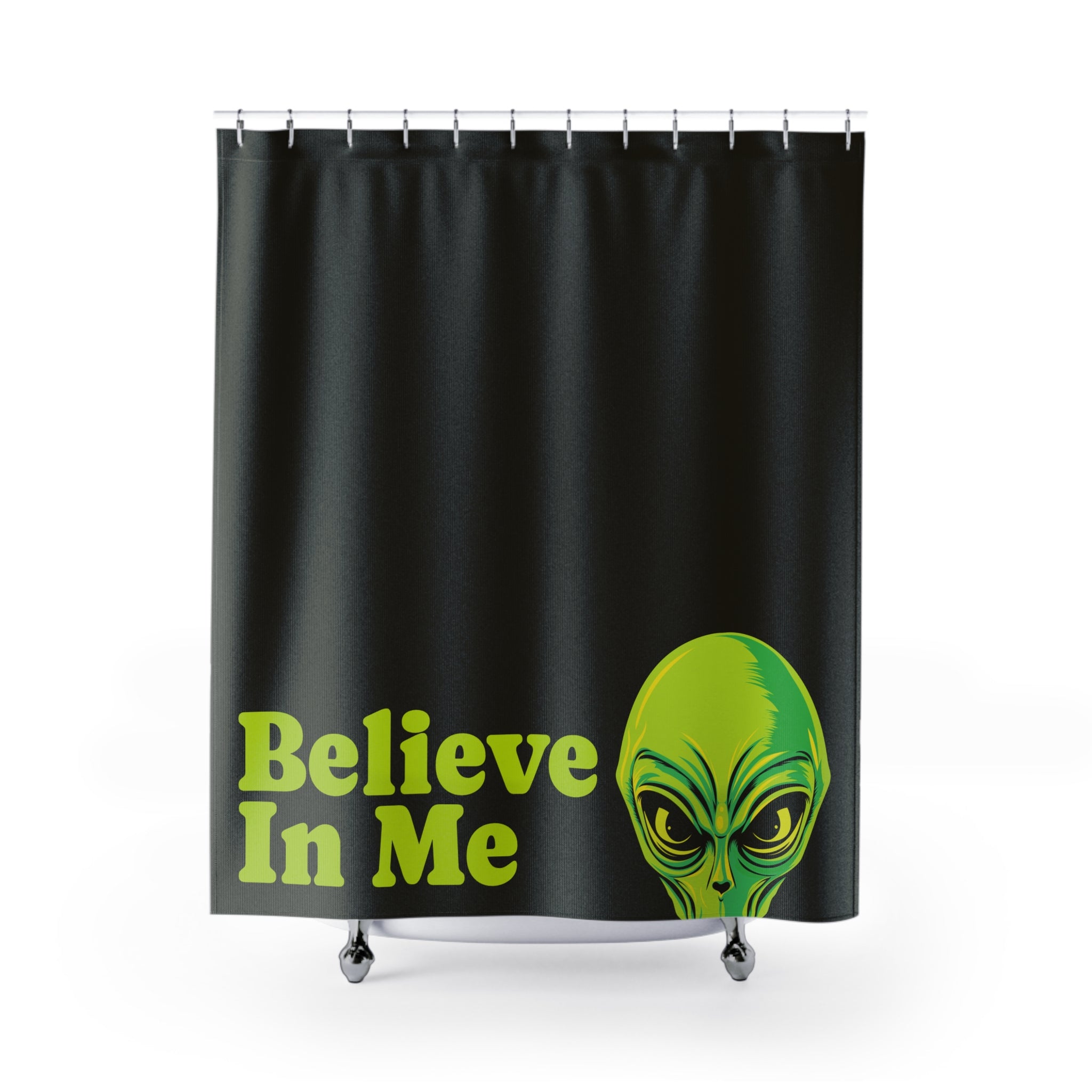 Believe in Alien Heads Shower Curtain