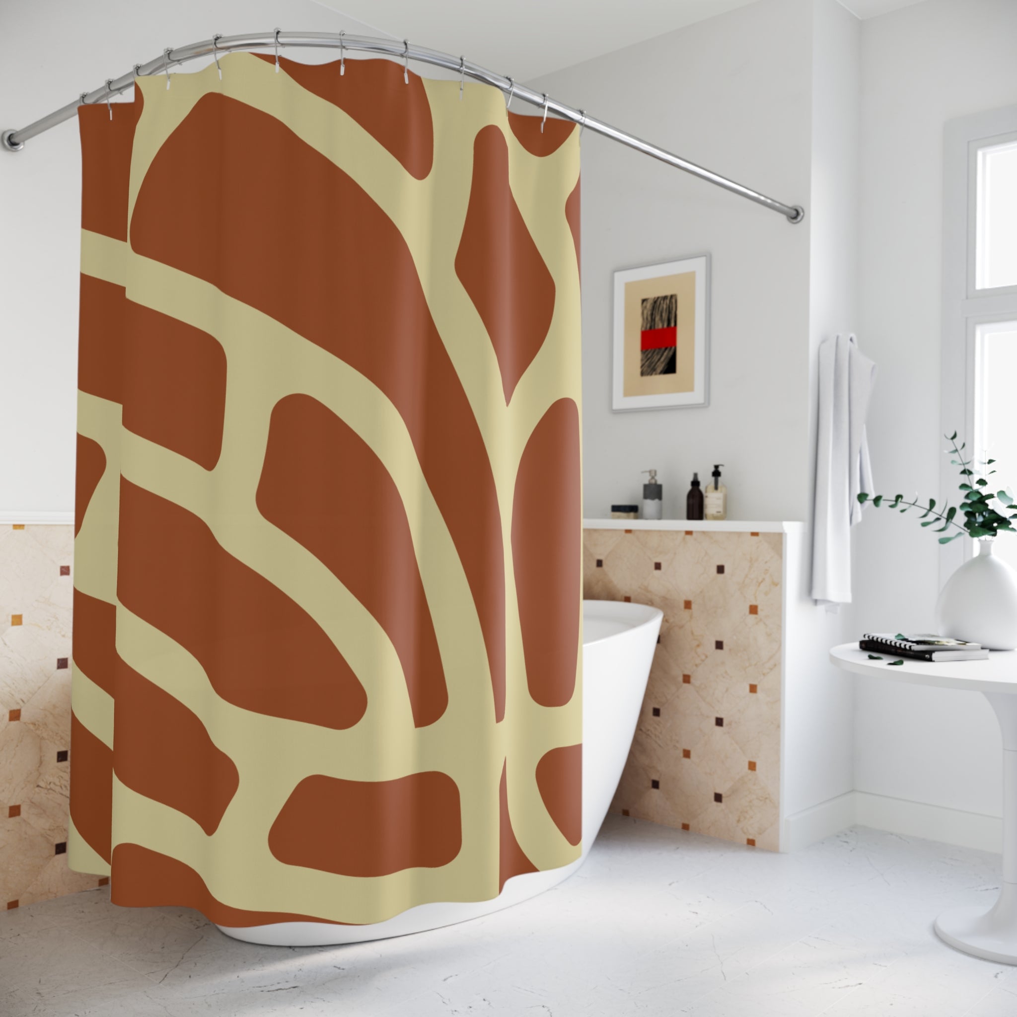 Concha Bread Tasty Brown Patterned Shower Curtain with Modern Design, Bathroom Decor, Unique Gift, Trendy Home Accessory, Stylish Bathroom Upgrade